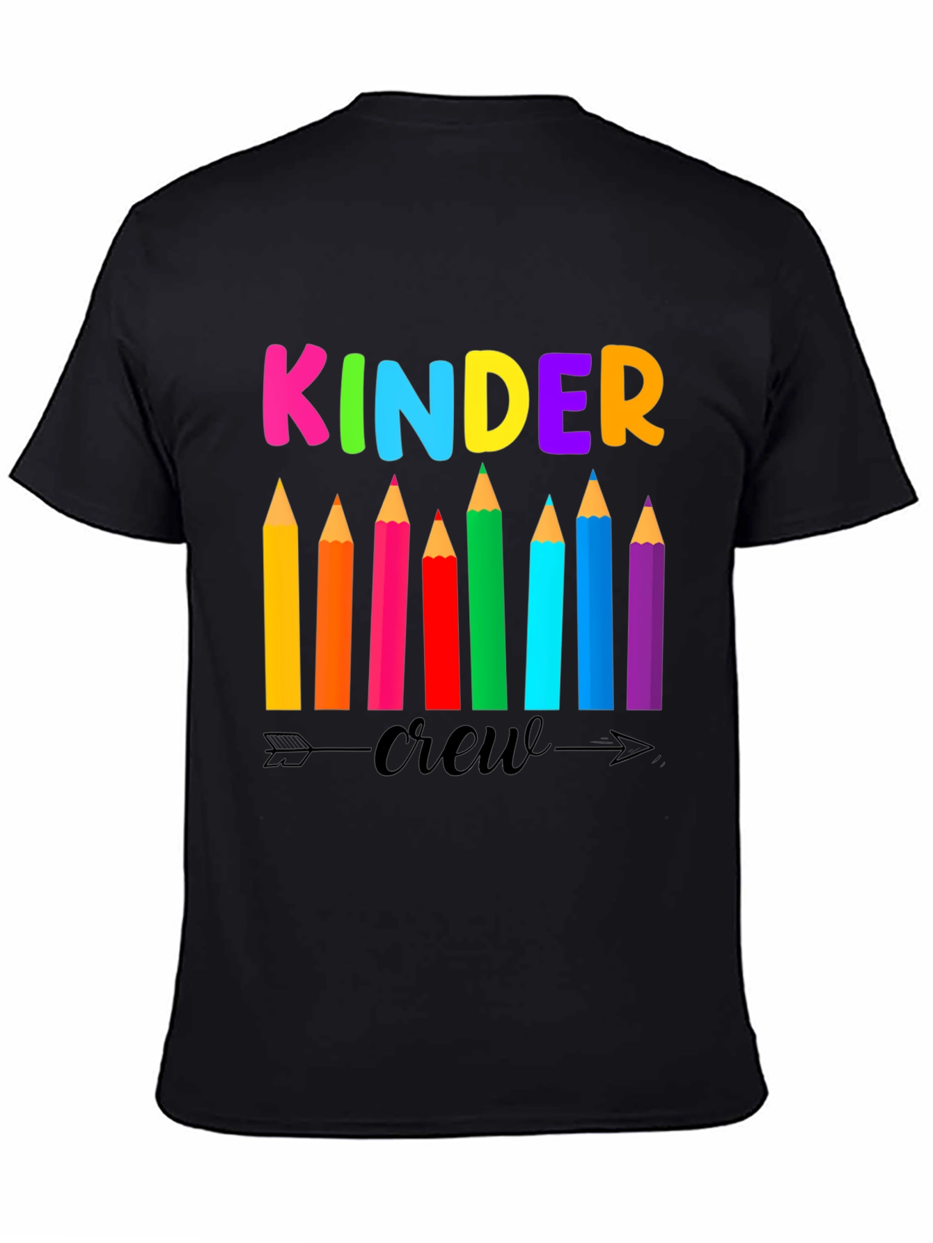 Kinder Crew Teacher T-Shirt - Colorful Pencils