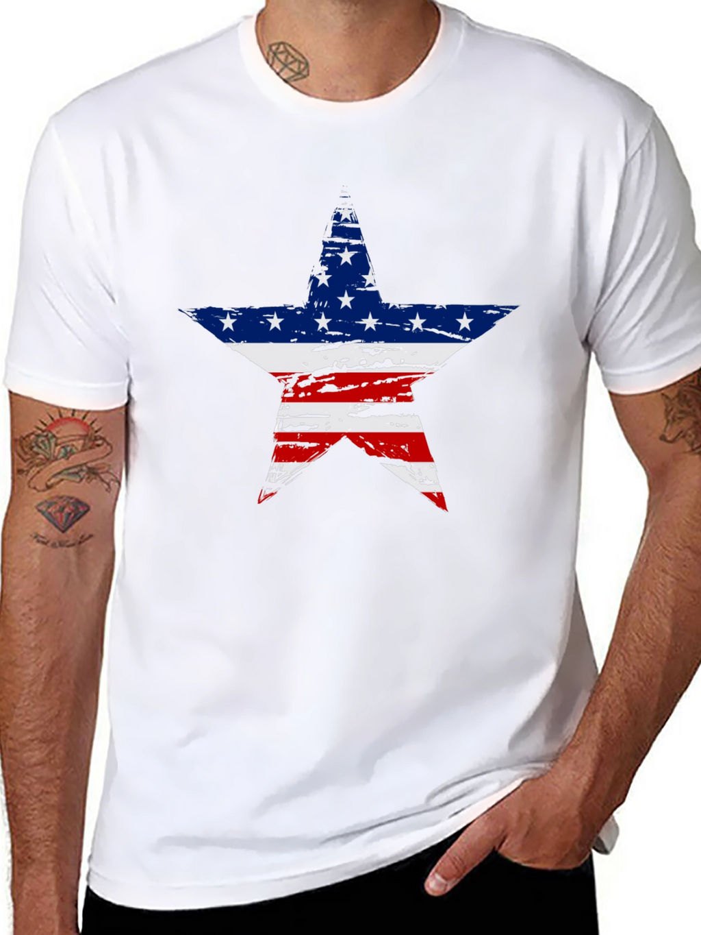 American Flag Star Graphic Tee - Patriotic Style