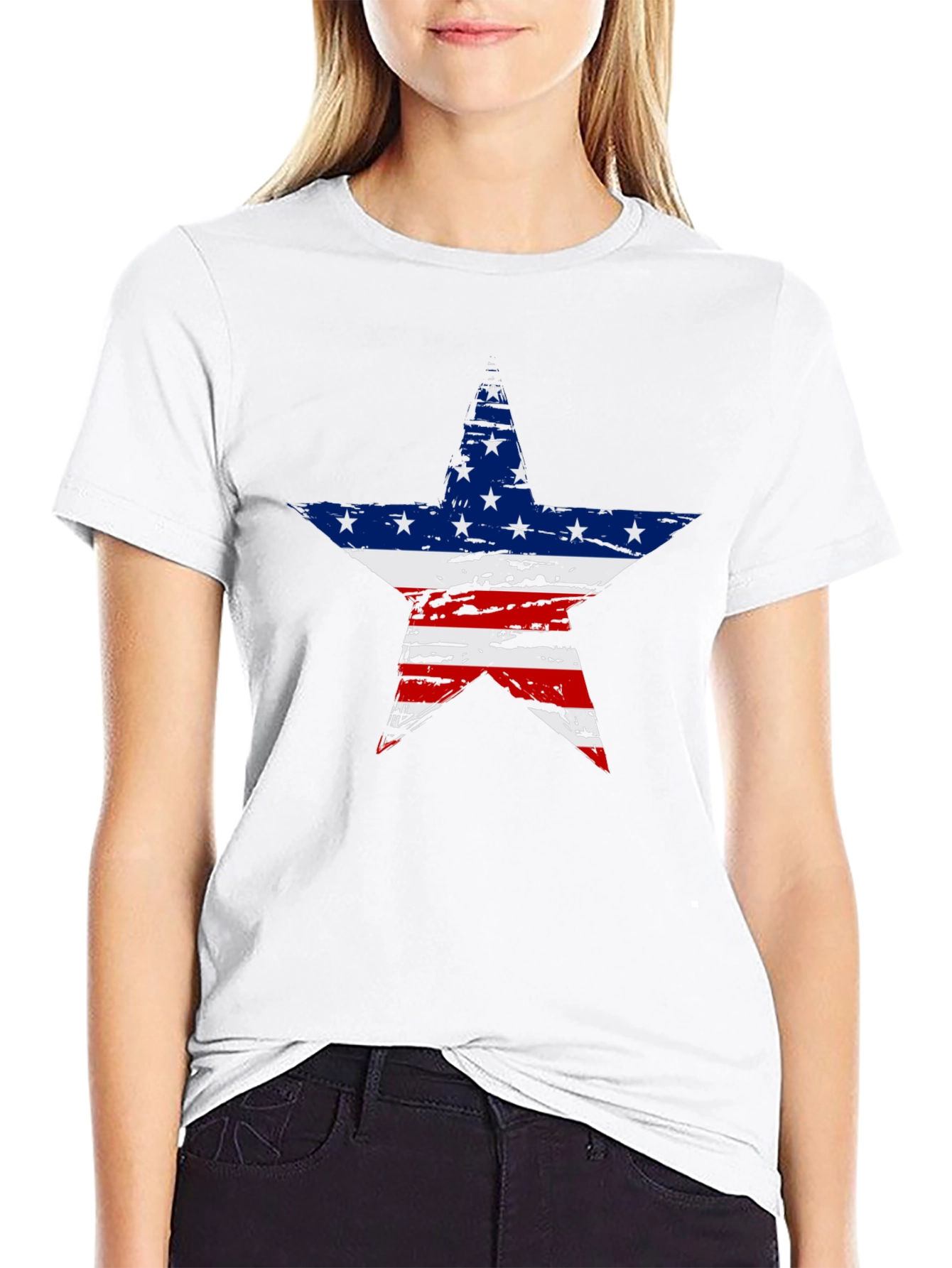 American Flag Star Graphic Tee - Patriotic Style