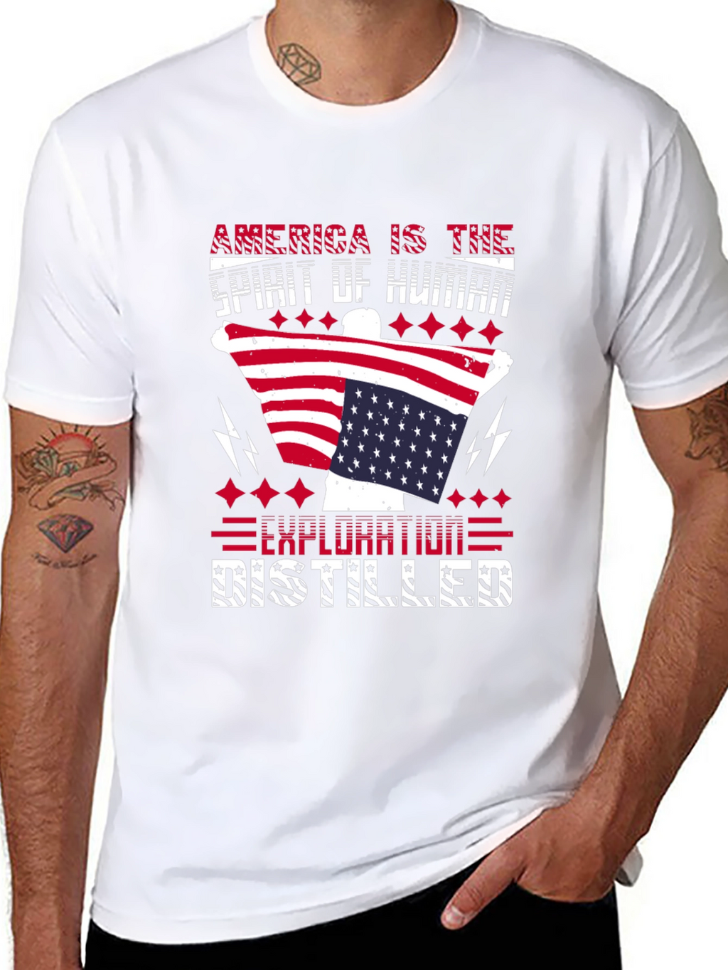 America Spirit Human Exploration Patriotic T-Shirt
