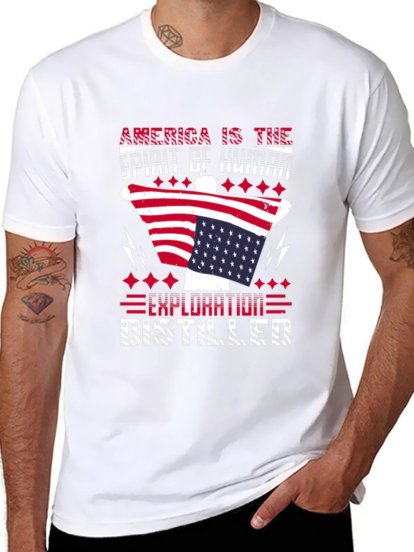 America Spirit Human Exploration Patriotic T-Shirt