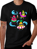 Summer Fruits Cartoon Graphic Black T-Shirt