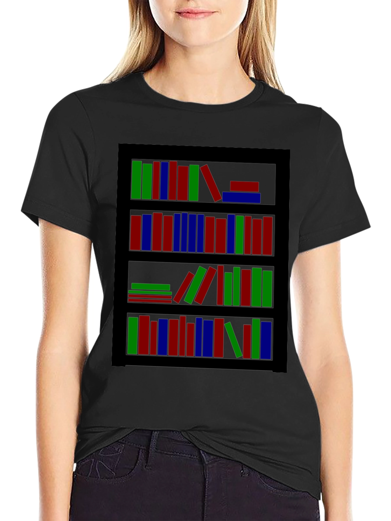 Bookshelf Graphic Tee - Stylish Book Lover Shirt