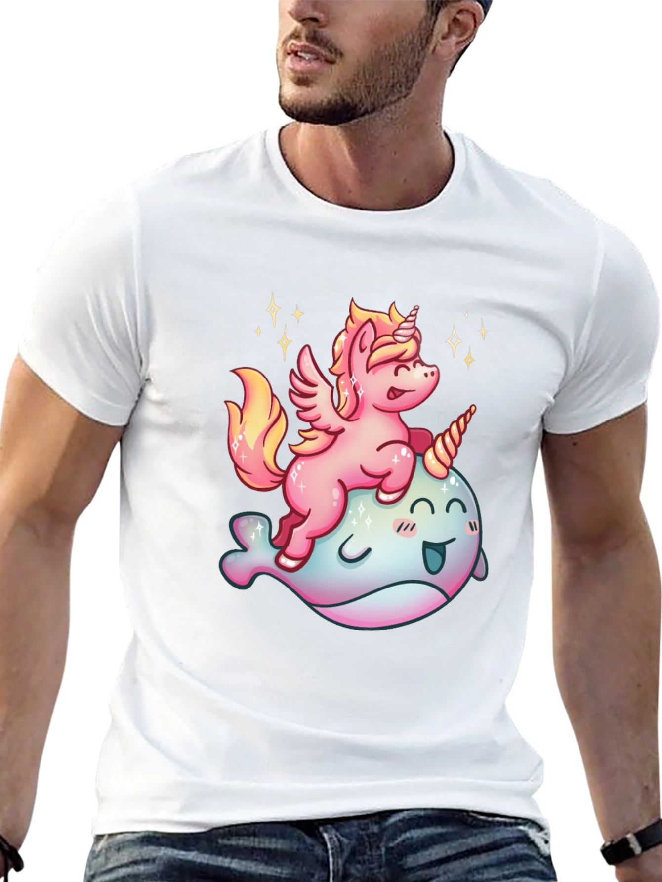 Unicorn Riding Narwhal Graphic Tee