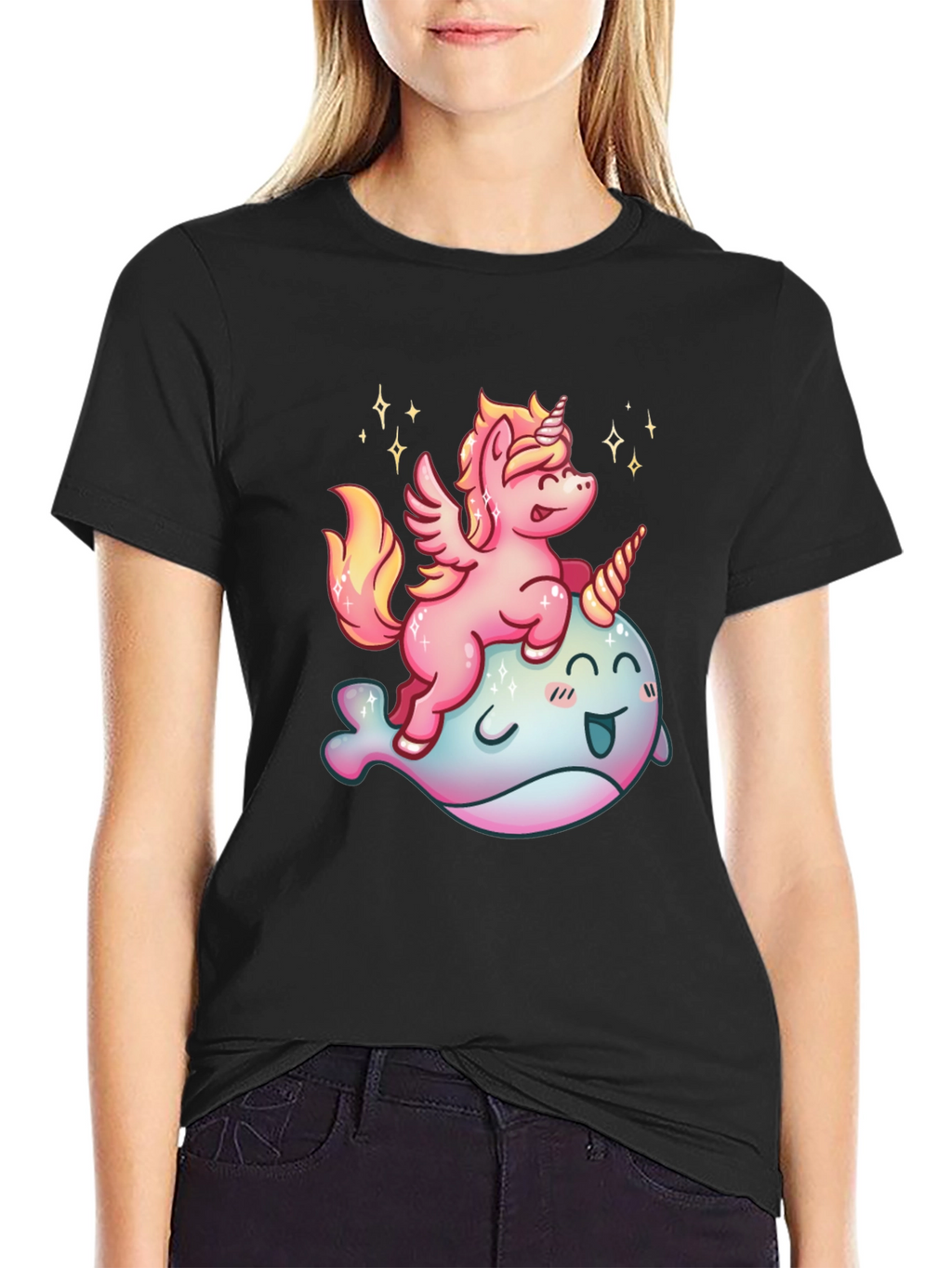 Unicorn Riding Narwhal Graphic Tee
