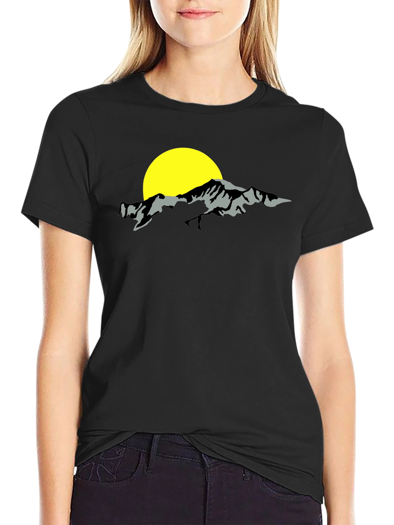 Mountain & Sun Graphic Black T-Shirt