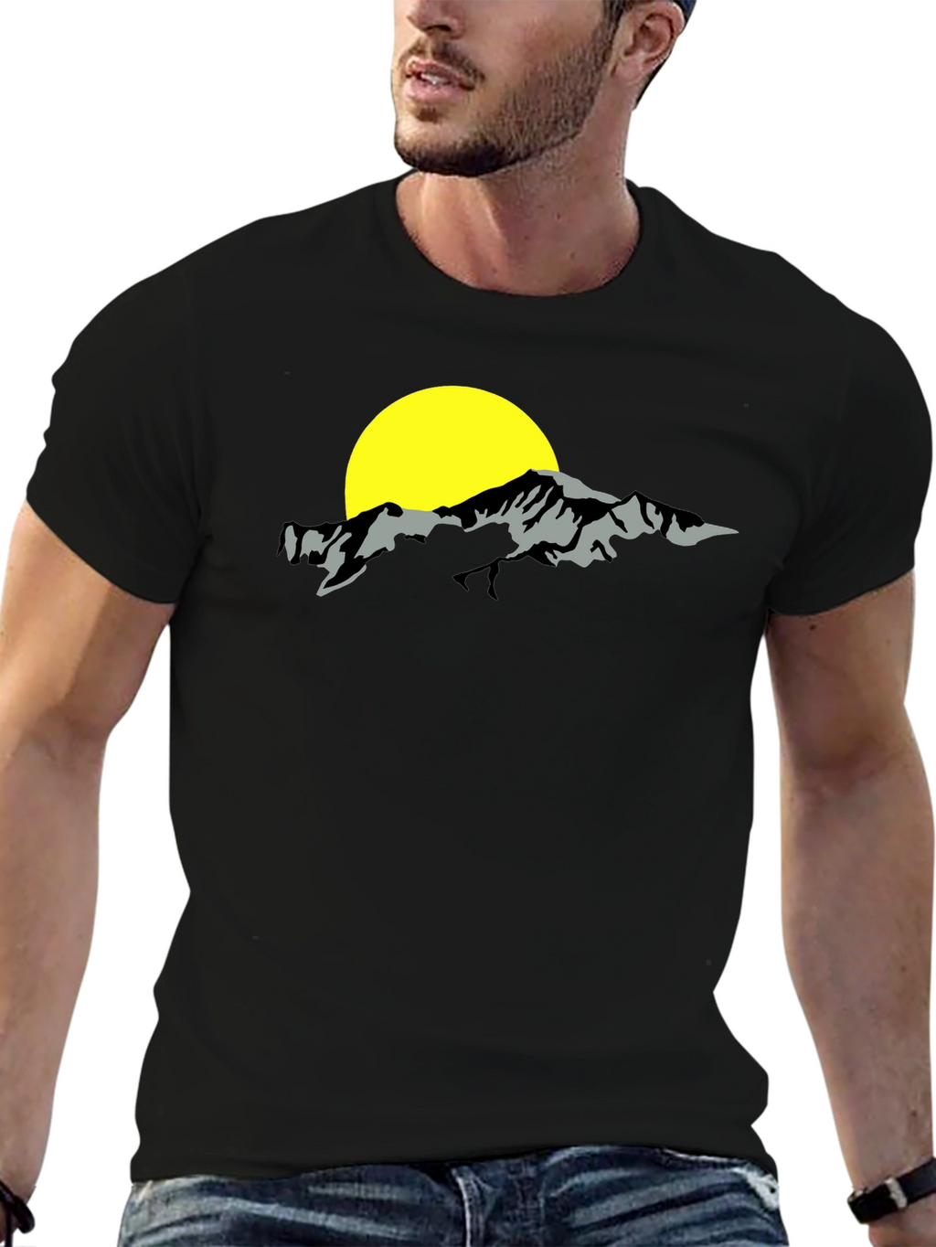 Mountain & Sun Graphic Black T-Shirt