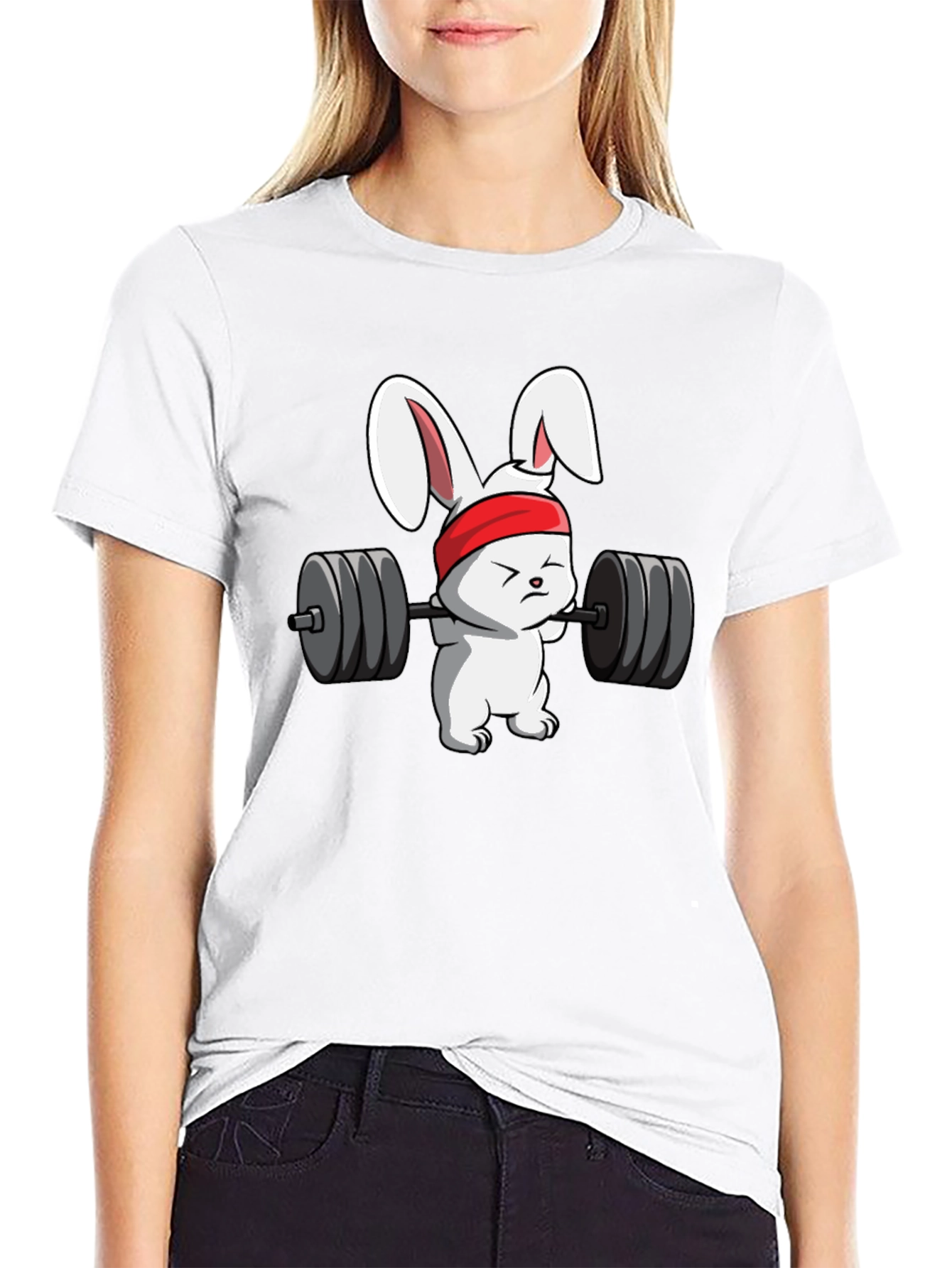 Bunny Barbell Black T-Shirt