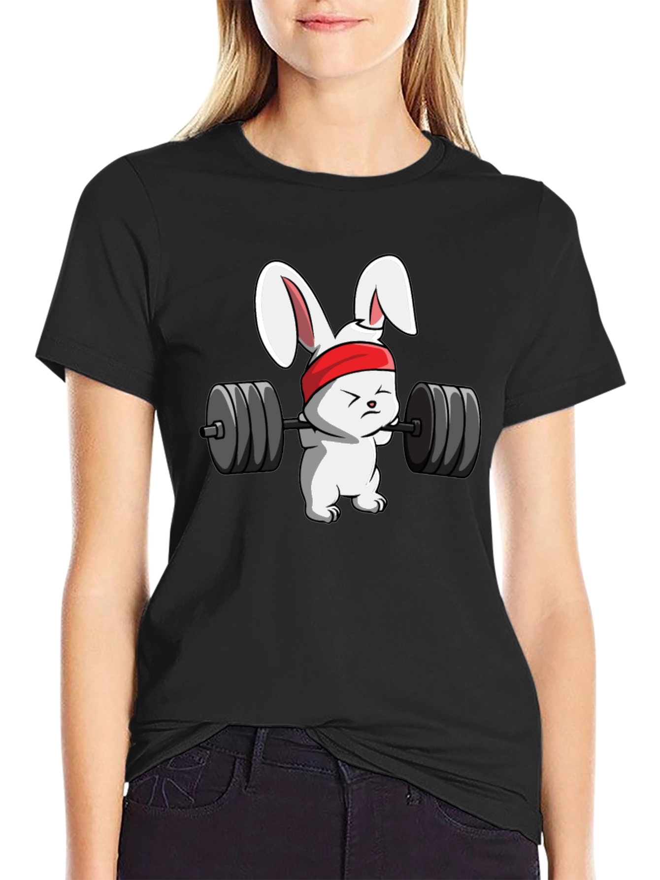 Bunny Barbell Black T-Shirt