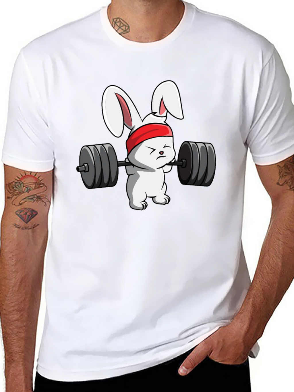 Bunny Barbell Black T-Shirt