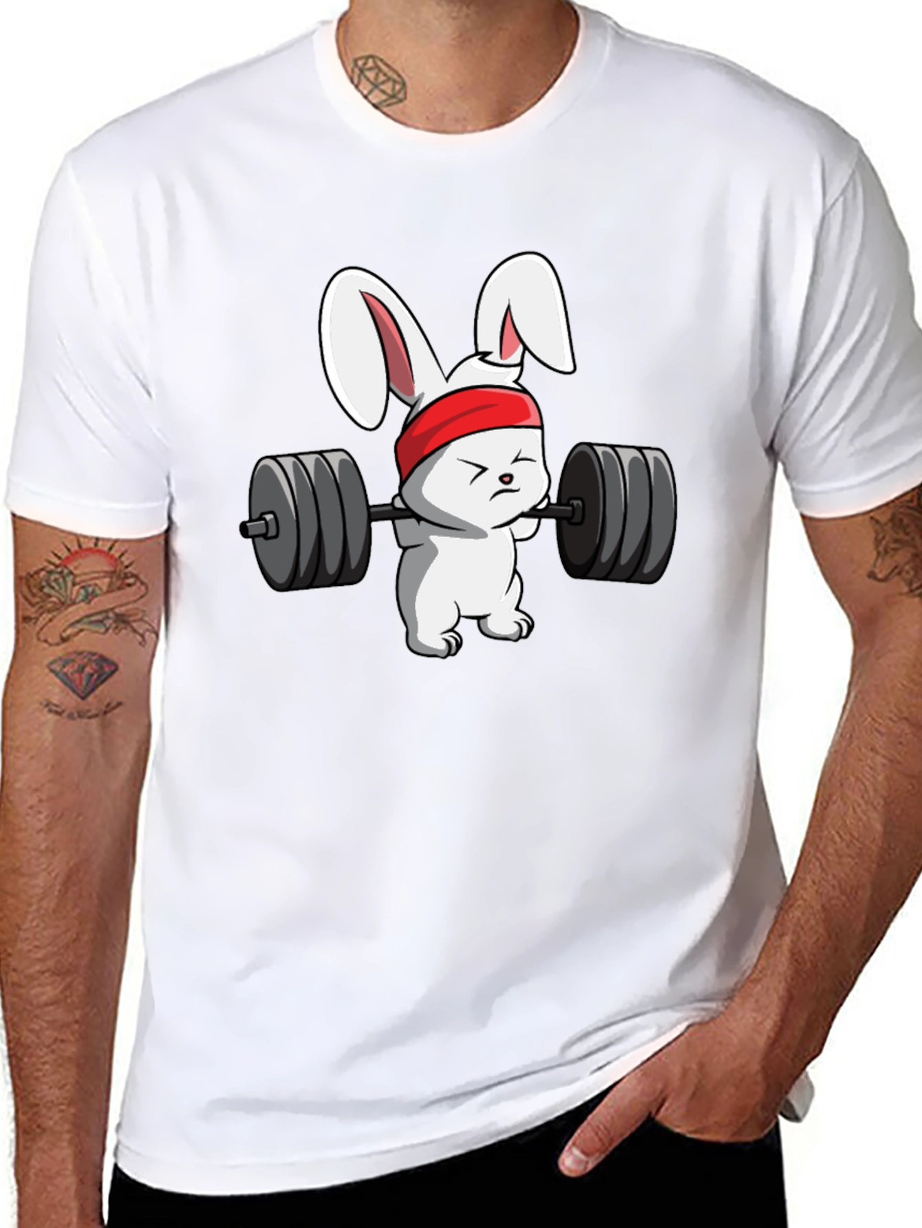 Bunny Barbell Black T-Shirt