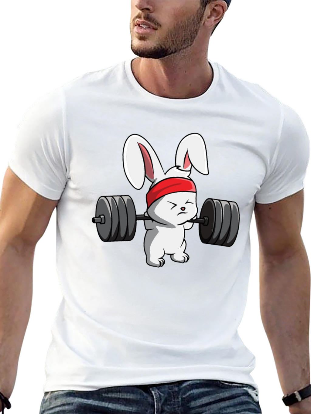 Bunny Barbell Black T-Shirt