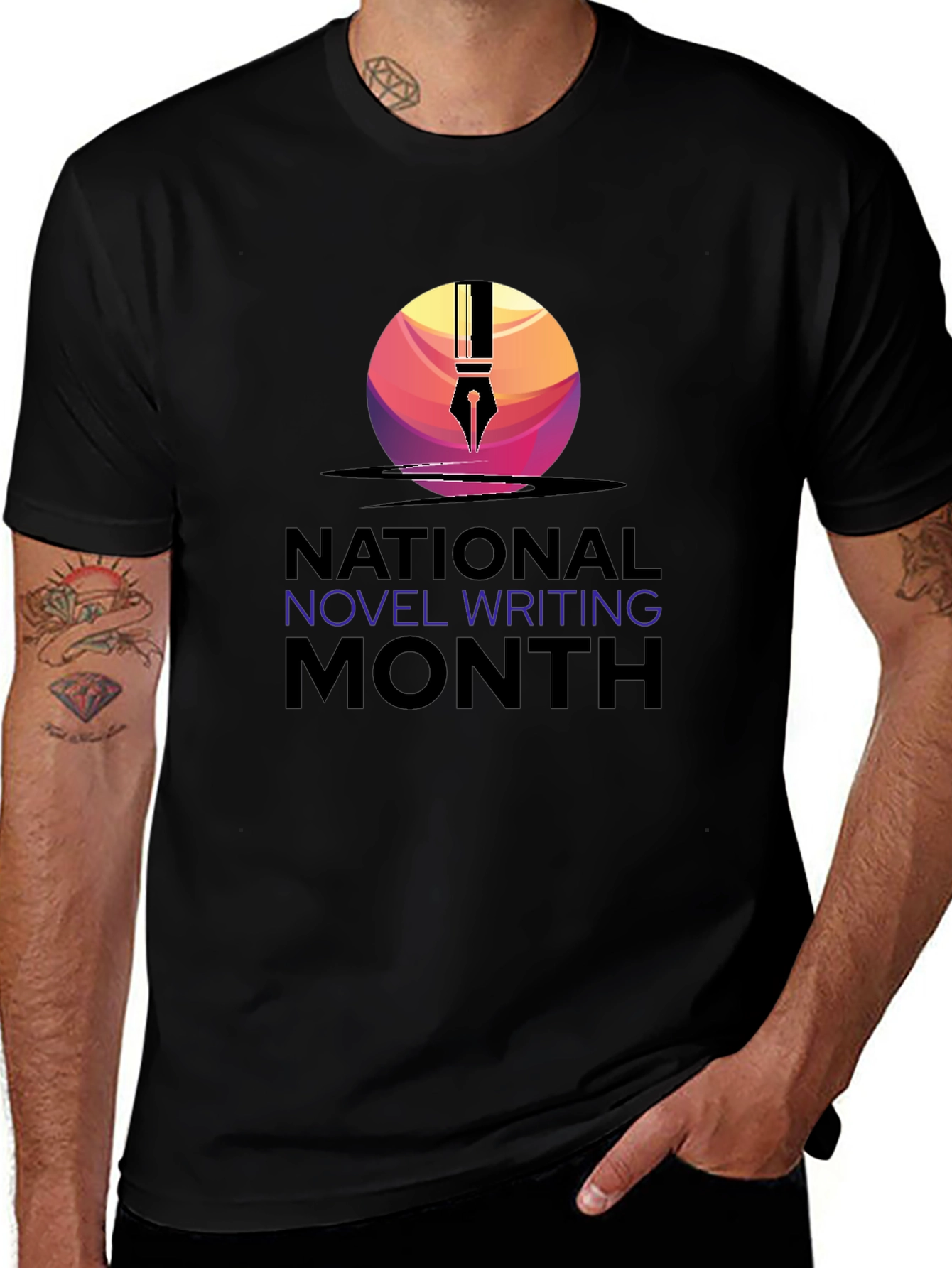 National Novel Writing Month T-Shirt - Mens Black Tee