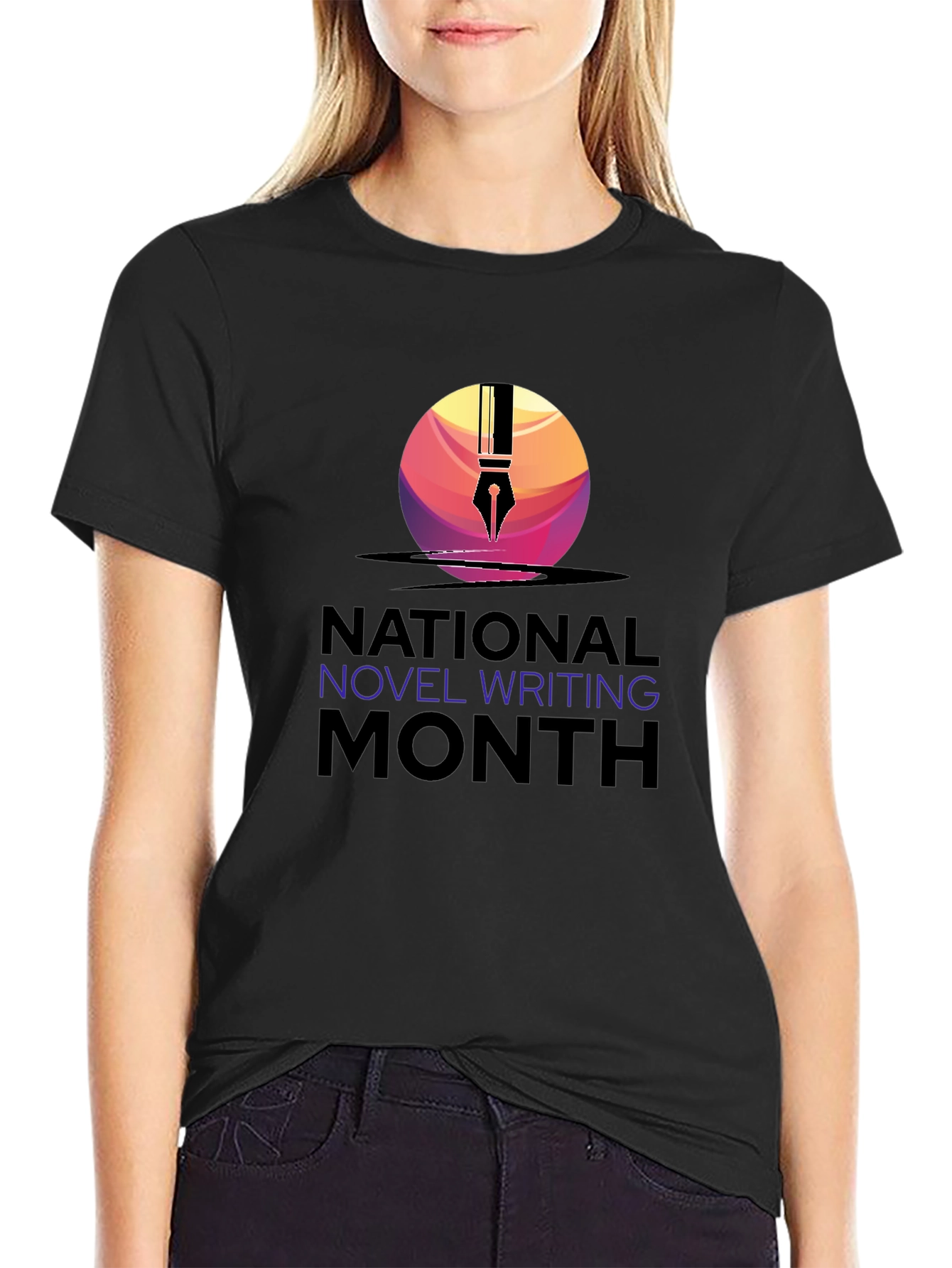 National Novel Writing Month T-Shirt - Mens Black Tee