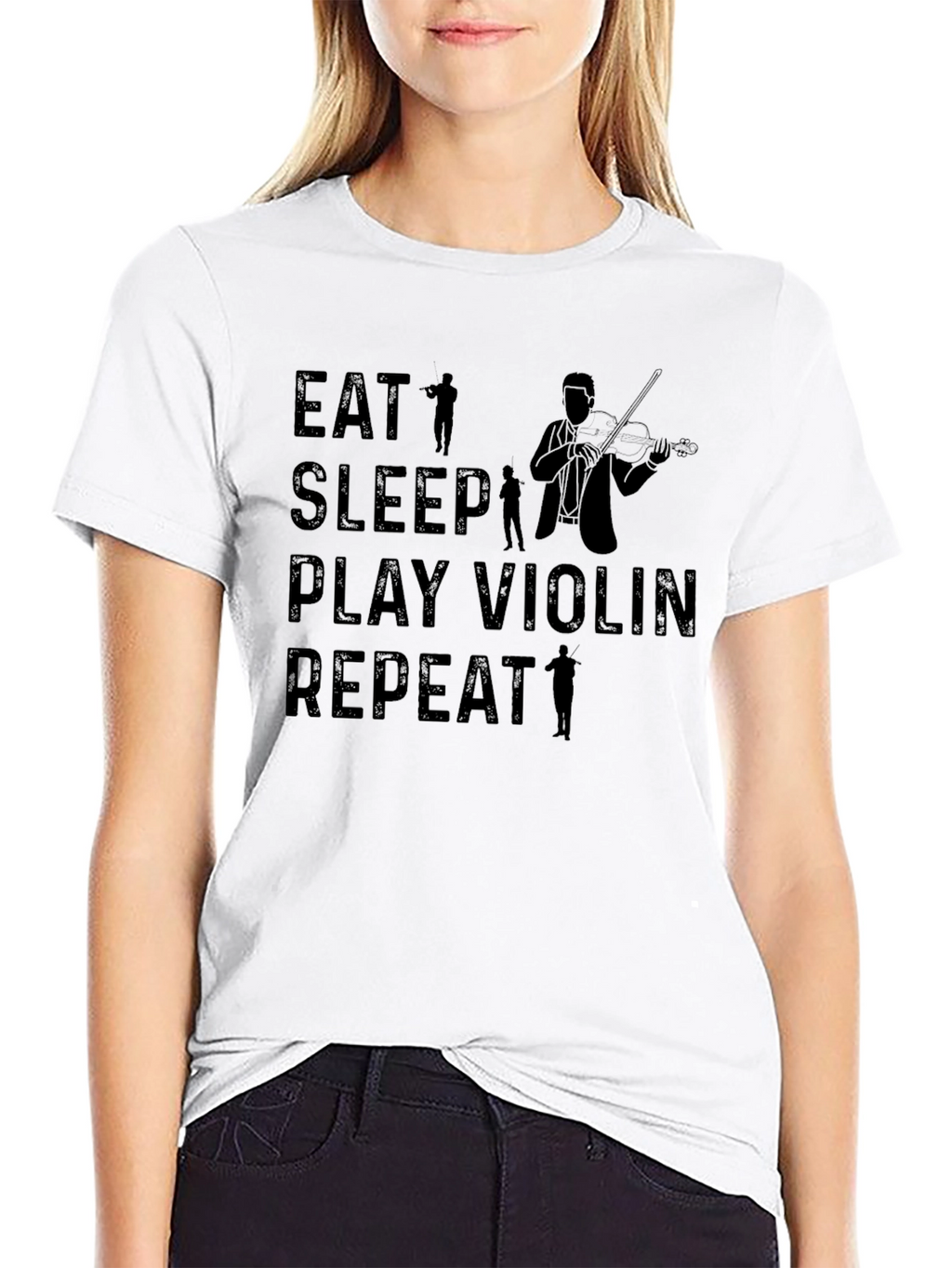 Eat Sleep Play Violin Repeat Black T-Shirt