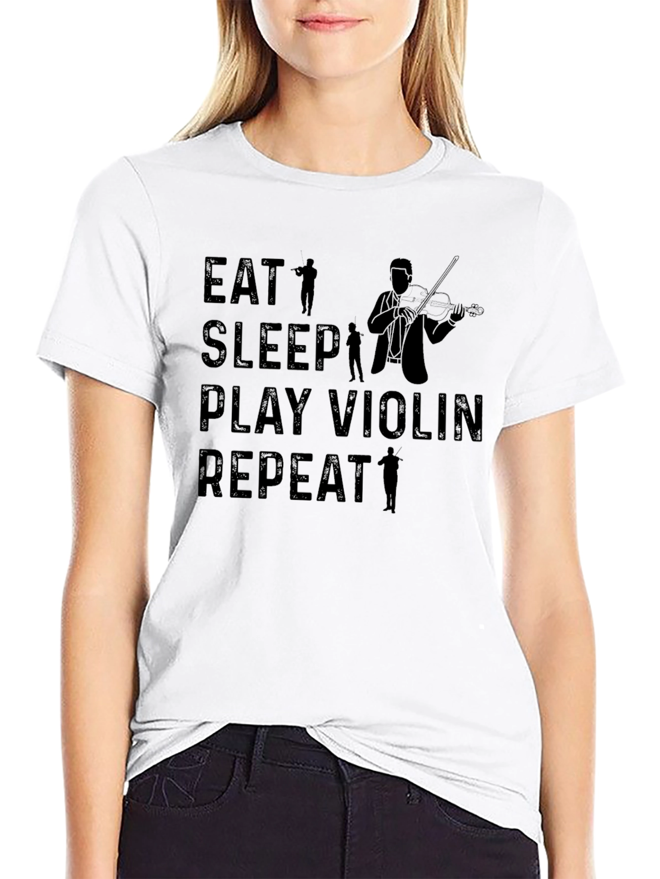 Eat Sleep Play Violin Repeat Black T-Shirt