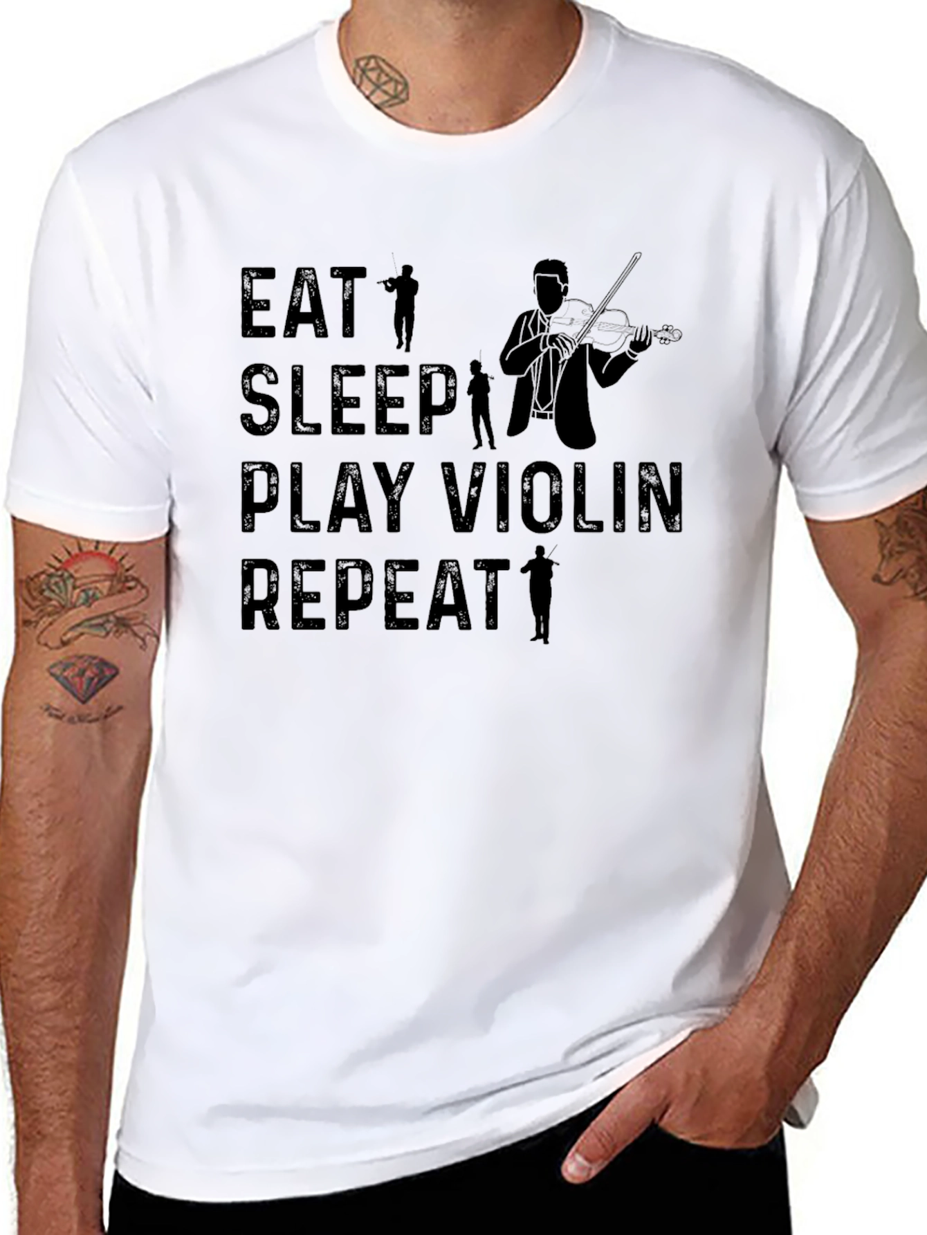 Eat Sleep Play Violin Repeat Black T-Shirt
