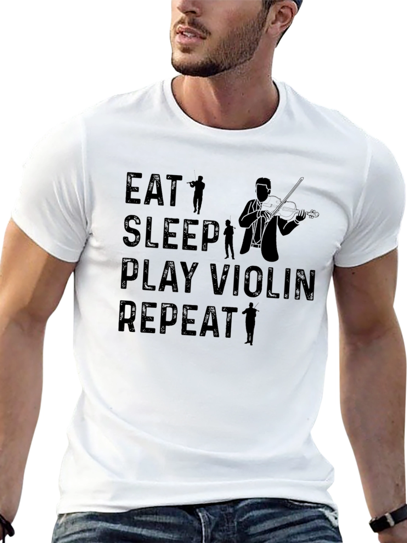 Eat Sleep Play Violin Repeat Black T-Shirt