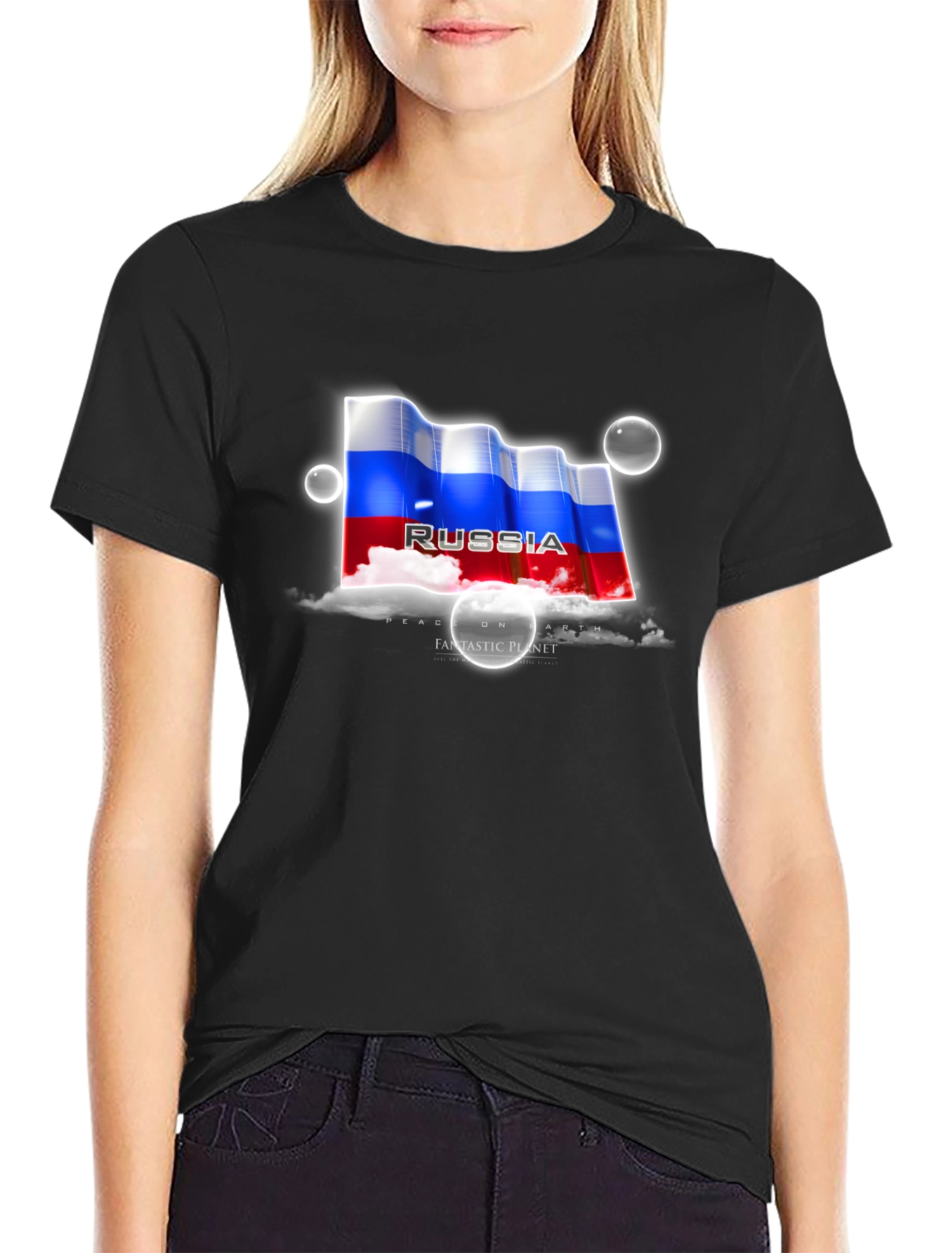 Russia Flag Graphic T-Shirt - Peace On Earth Design
