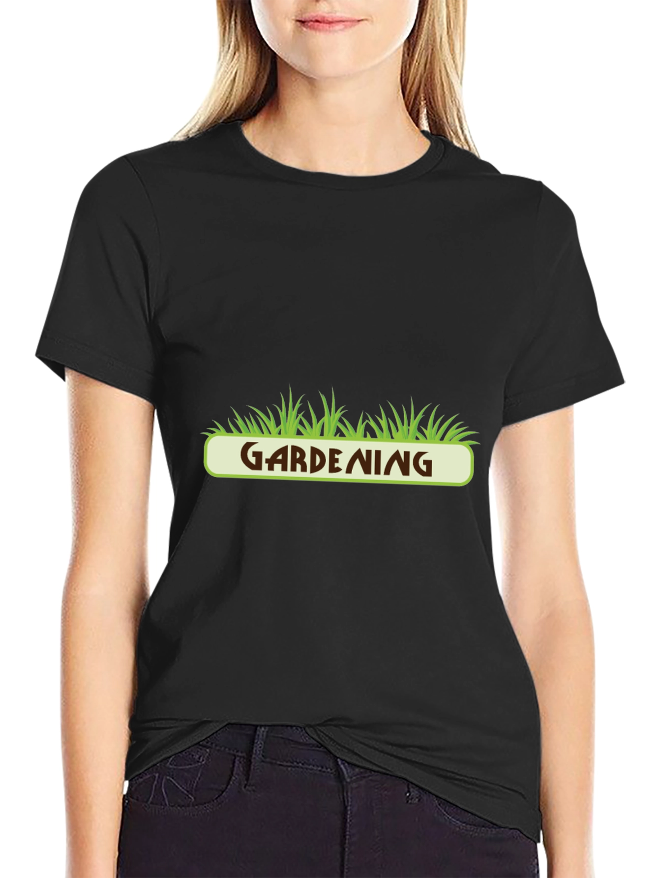 Gardening T-Shirt - Green Grass Design - Black