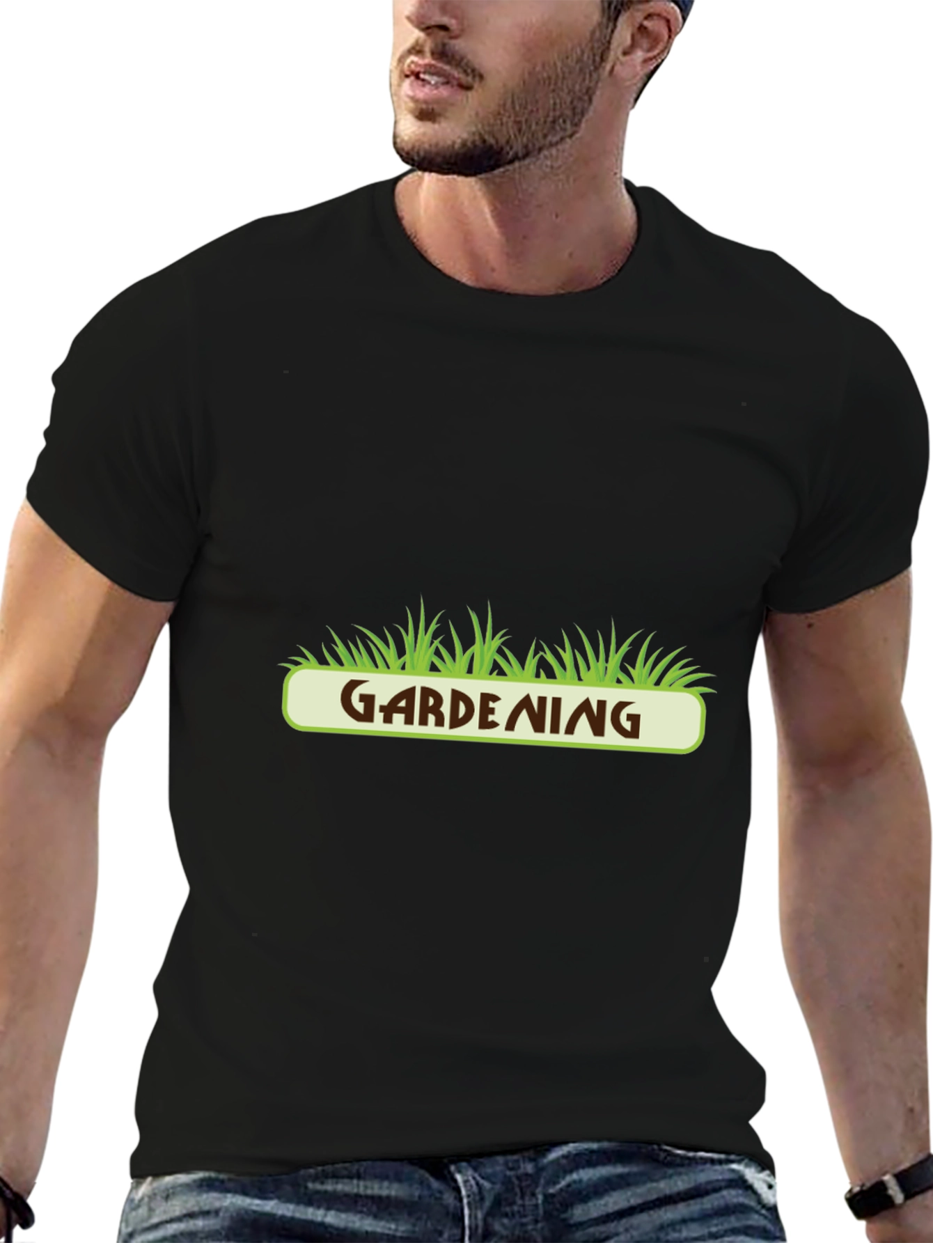 Gardening T-Shirt - Green Grass Design - Black