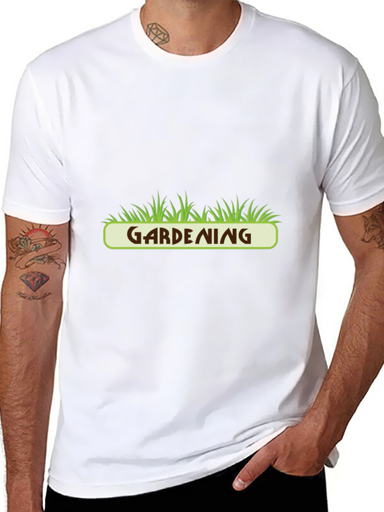 Gardening T-Shirt - Green Grass Design - Black
