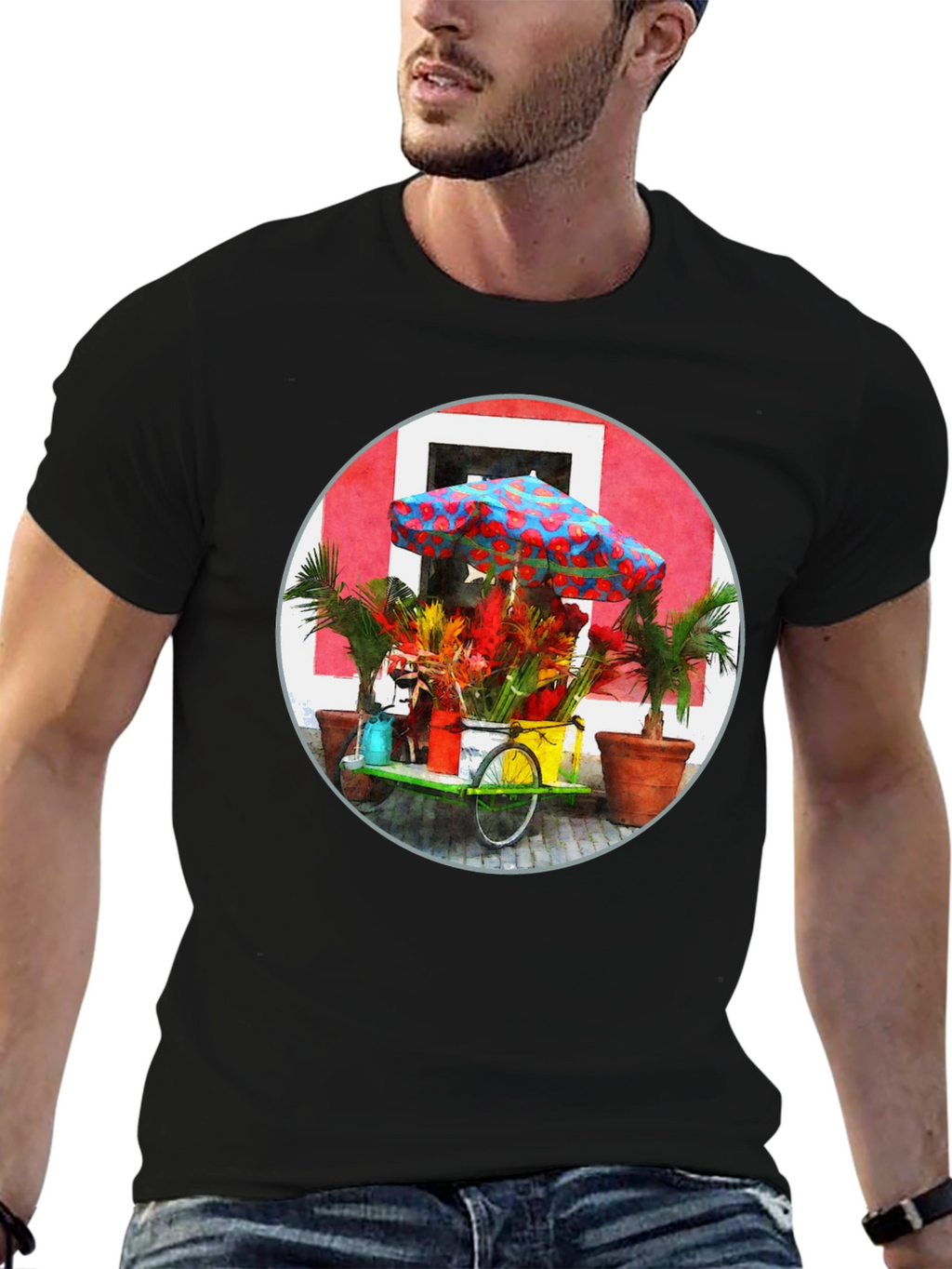Tropical Flower Cart Graphic Tee
