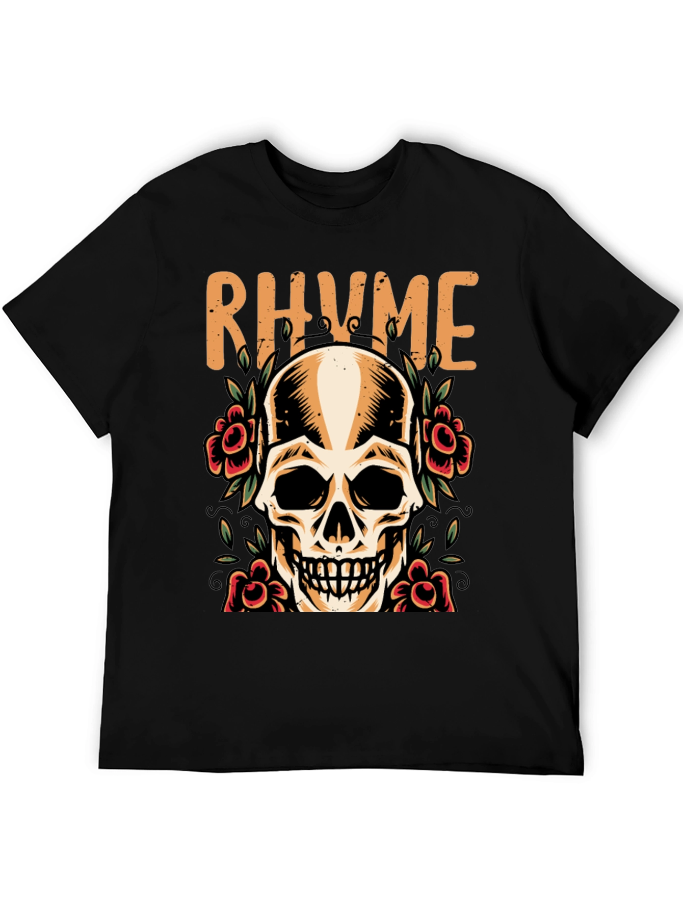 Rhyme Skull & Roses Graphic Tee - Mens Black T-Shirt