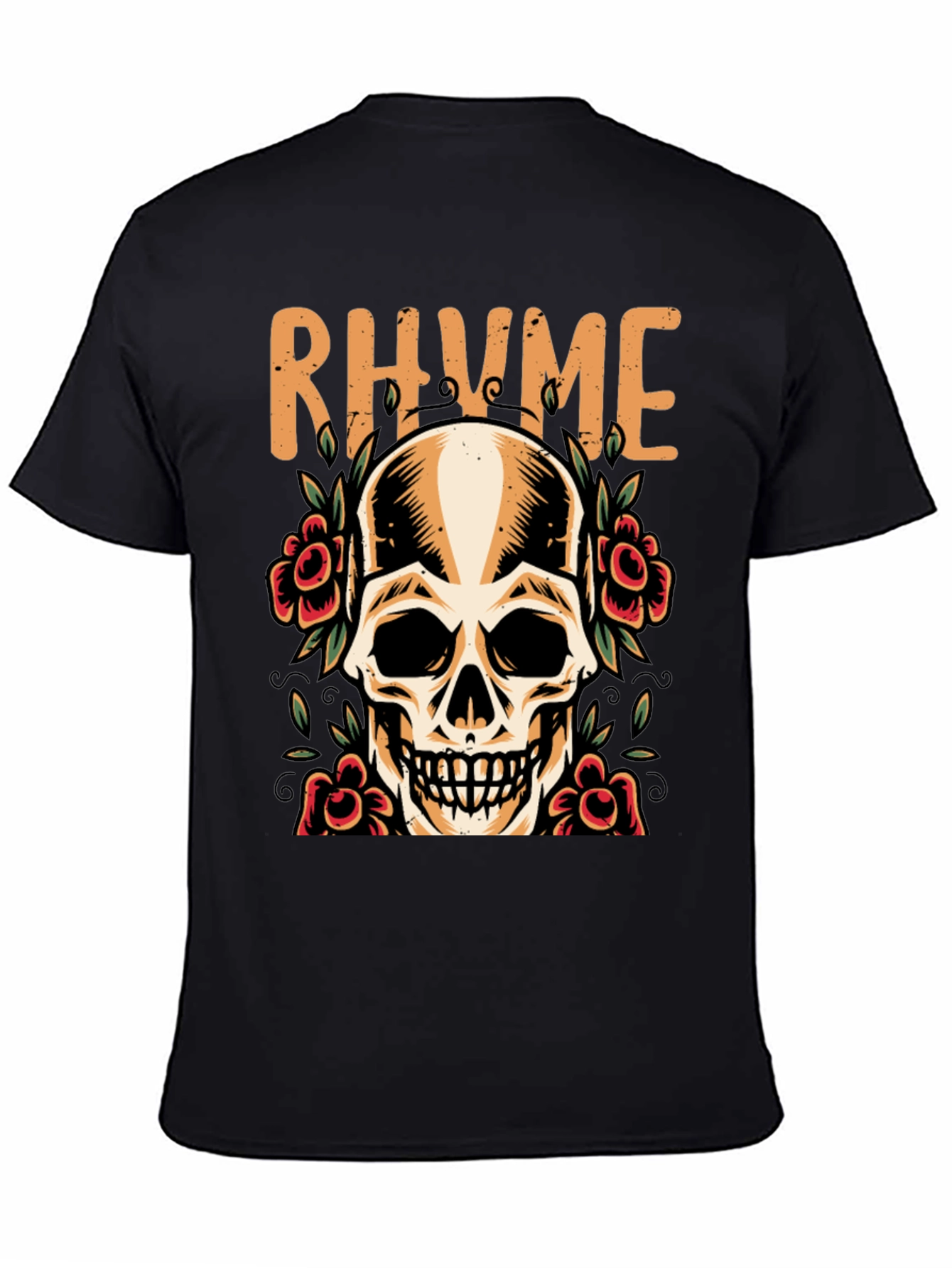 Rhyme Skull & Roses Graphic Tee - Mens Black T-Shirt