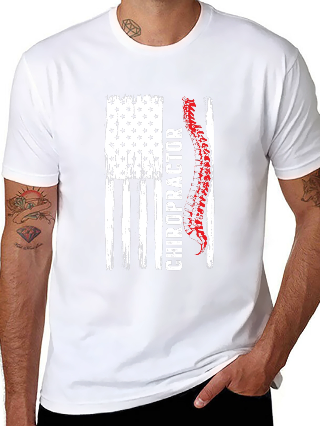 Chiropractor American Flag Graphic Tee