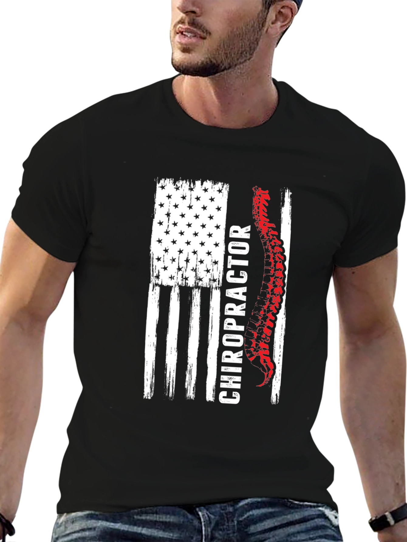 Chiropractor American Flag Graphic Tee