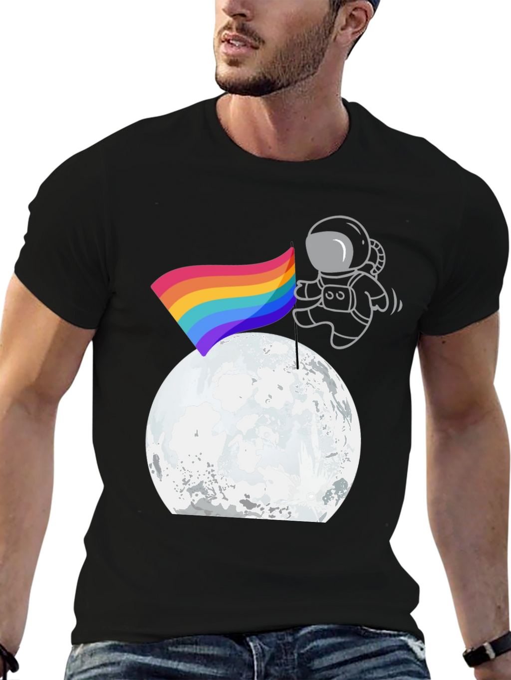 Astronaut Pride Moon Landing Black T-Shirt
