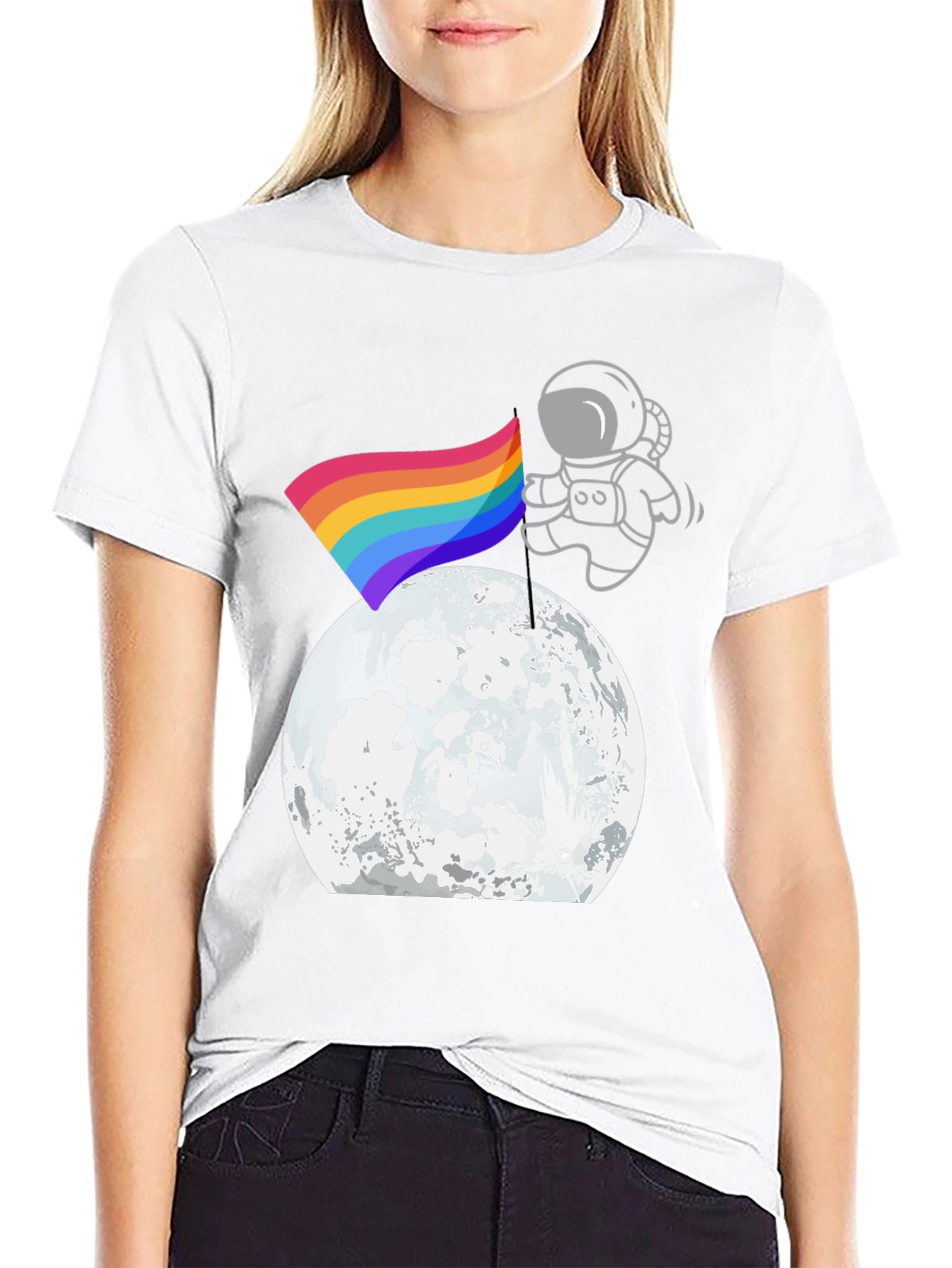 Astronaut Pride Moon Landing Black T-Shirt