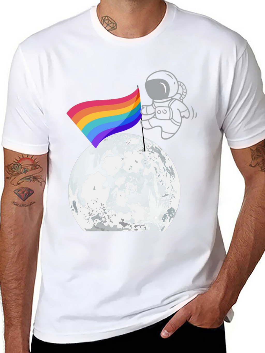 Astronaut Pride Moon Landing Black T-Shirt