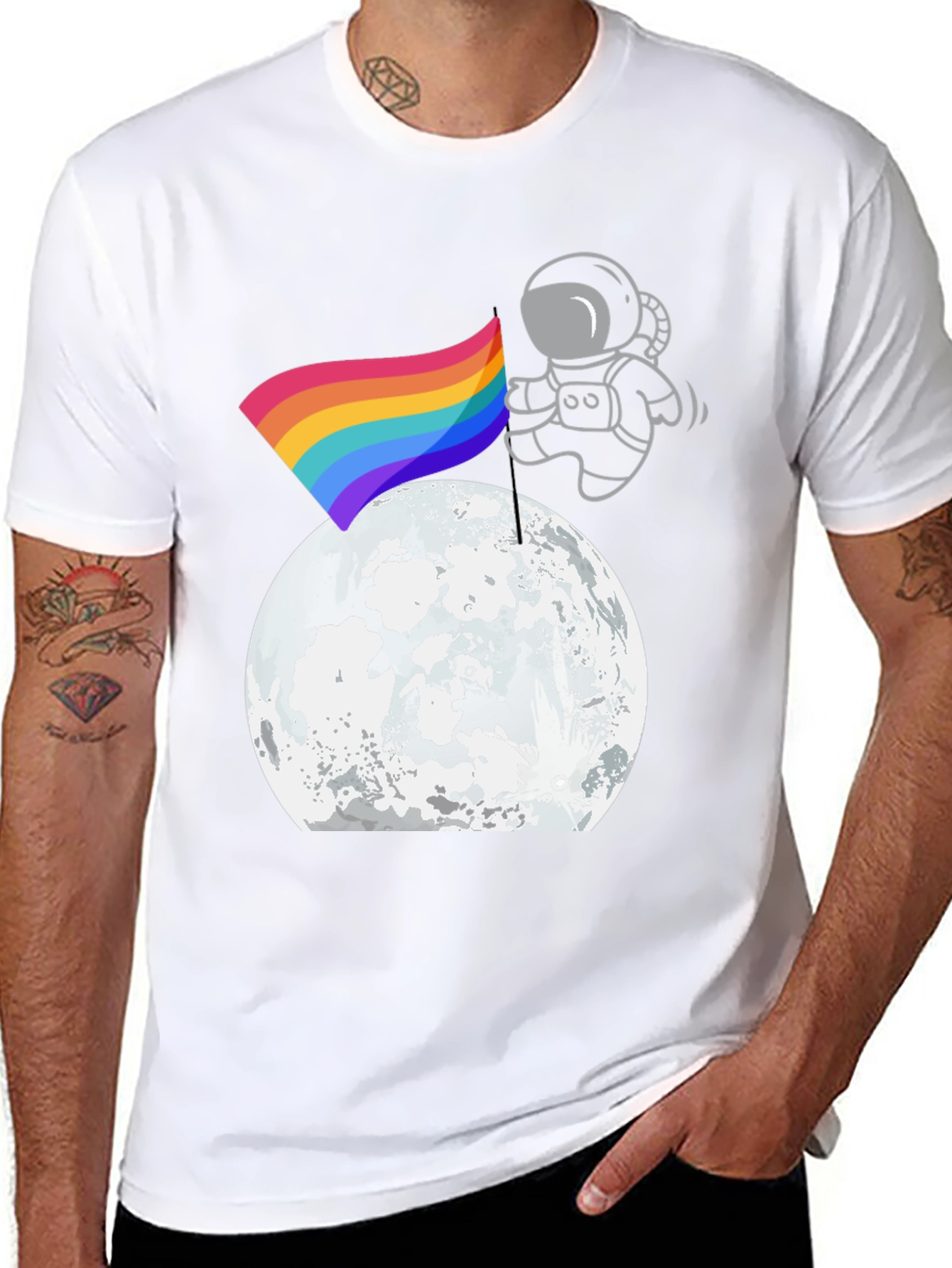 Astronaut Pride Moon Landing Black T-Shirt