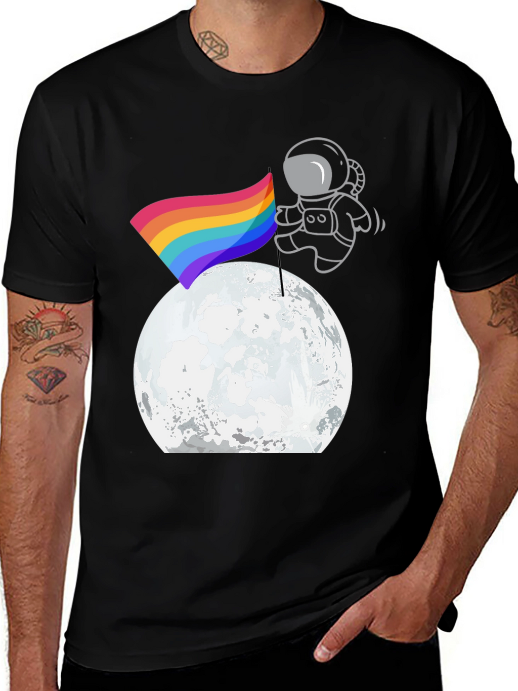 Astronaut Pride Moon Landing Black T-Shirt
