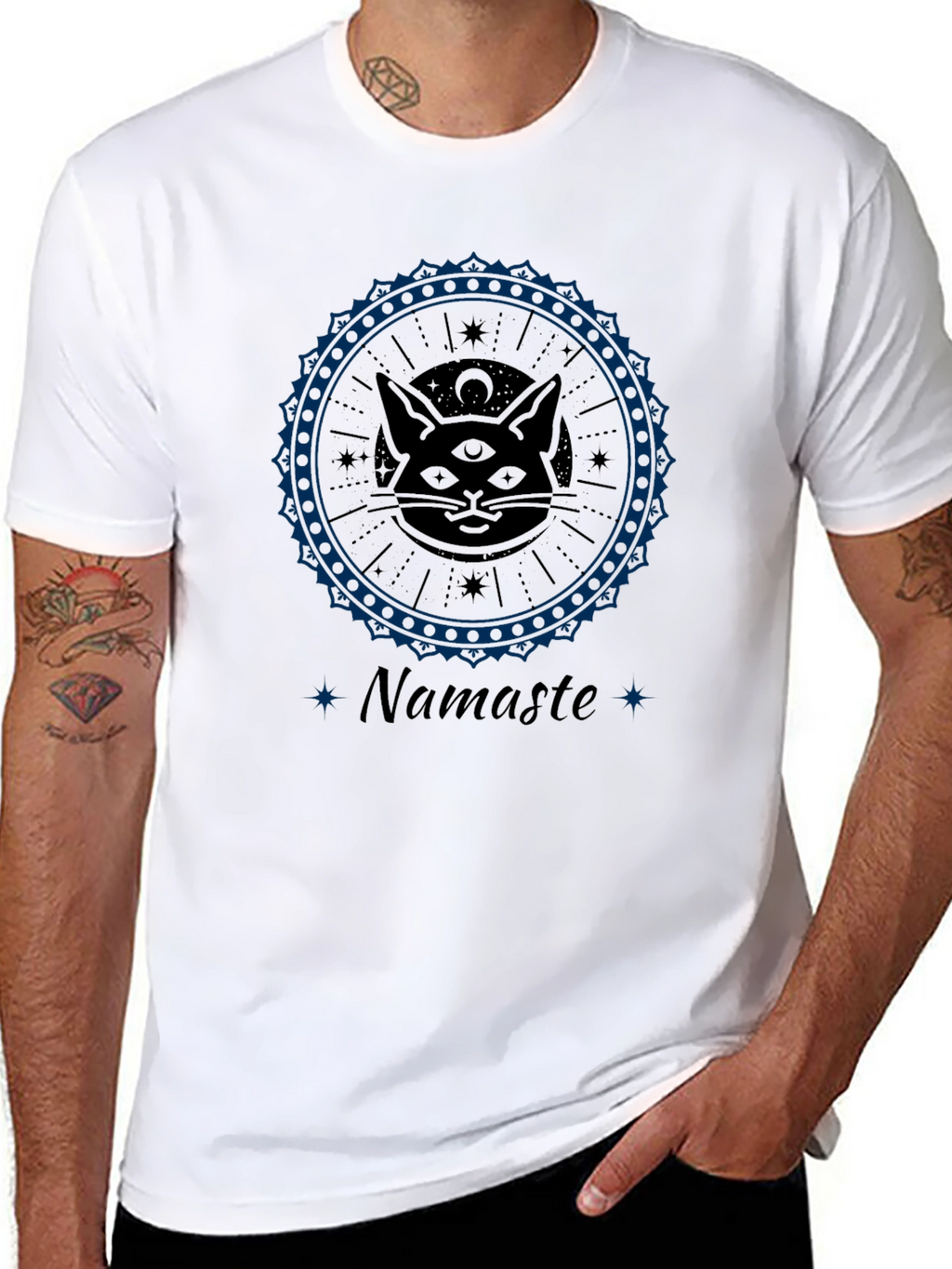Namaste Cat Mandala Graphic Tee