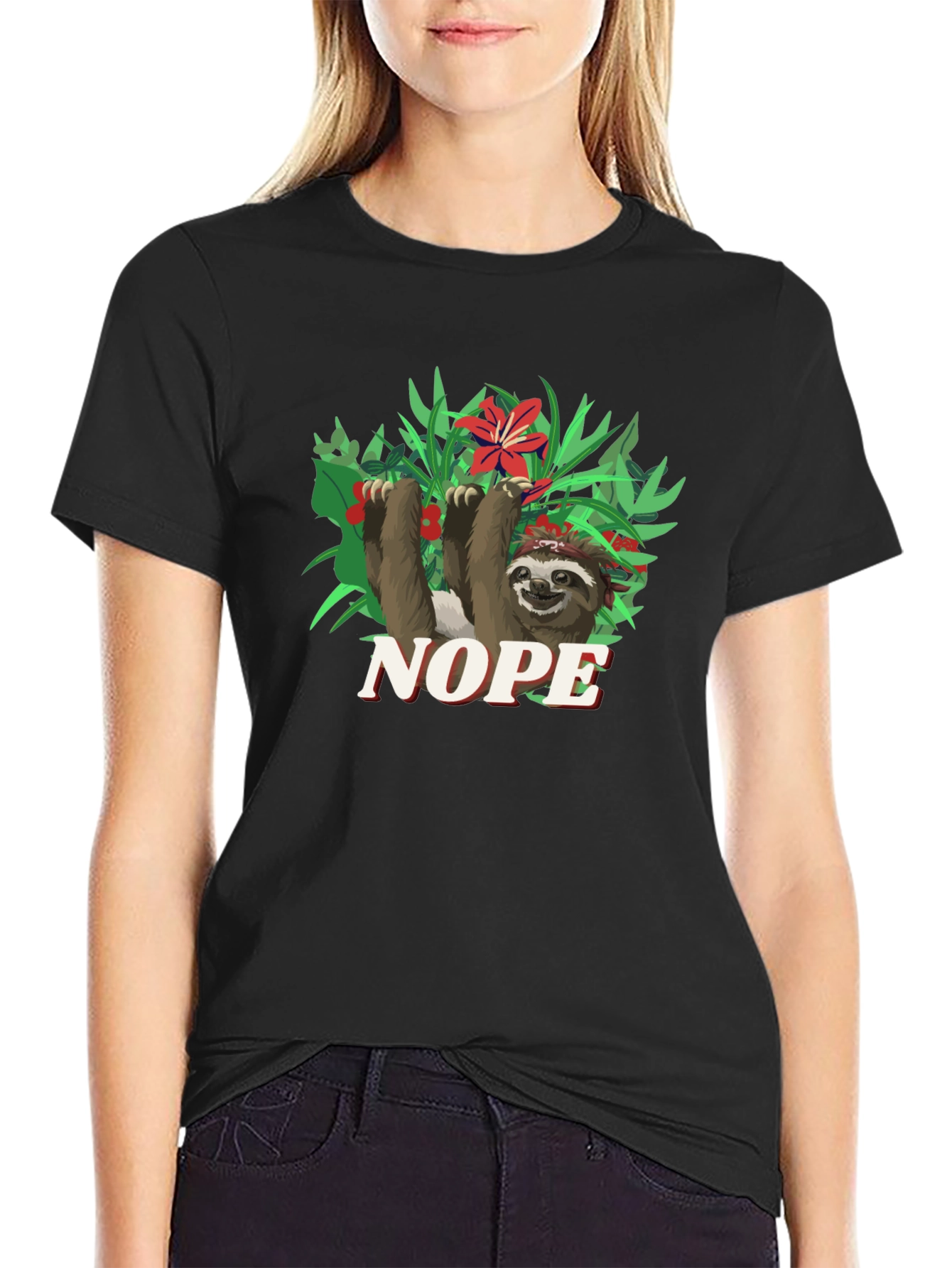 Nope Sloth Graphic Tee - Relaxed Fit
