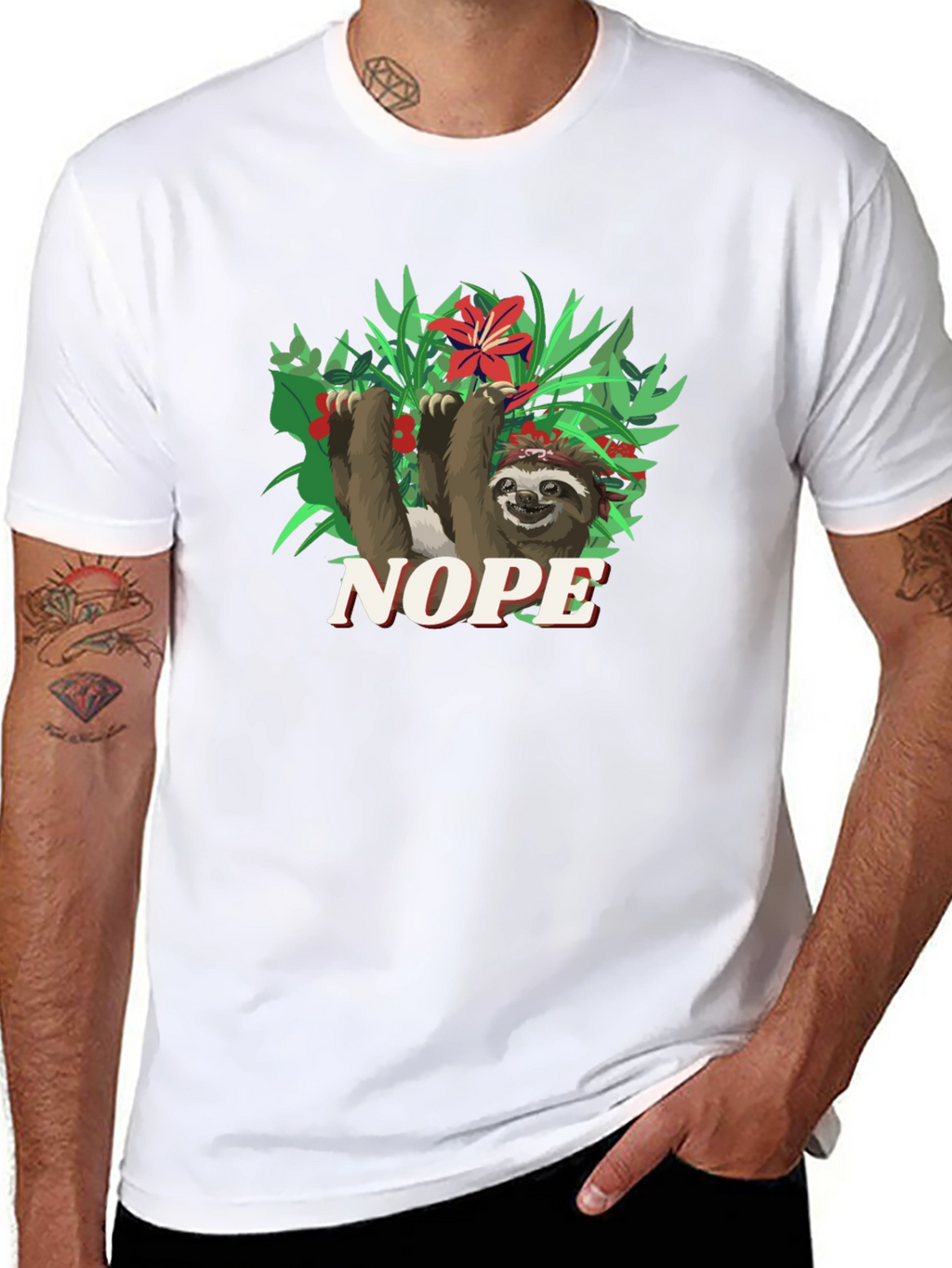 Nope Sloth Graphic Tee - Relaxed Fit