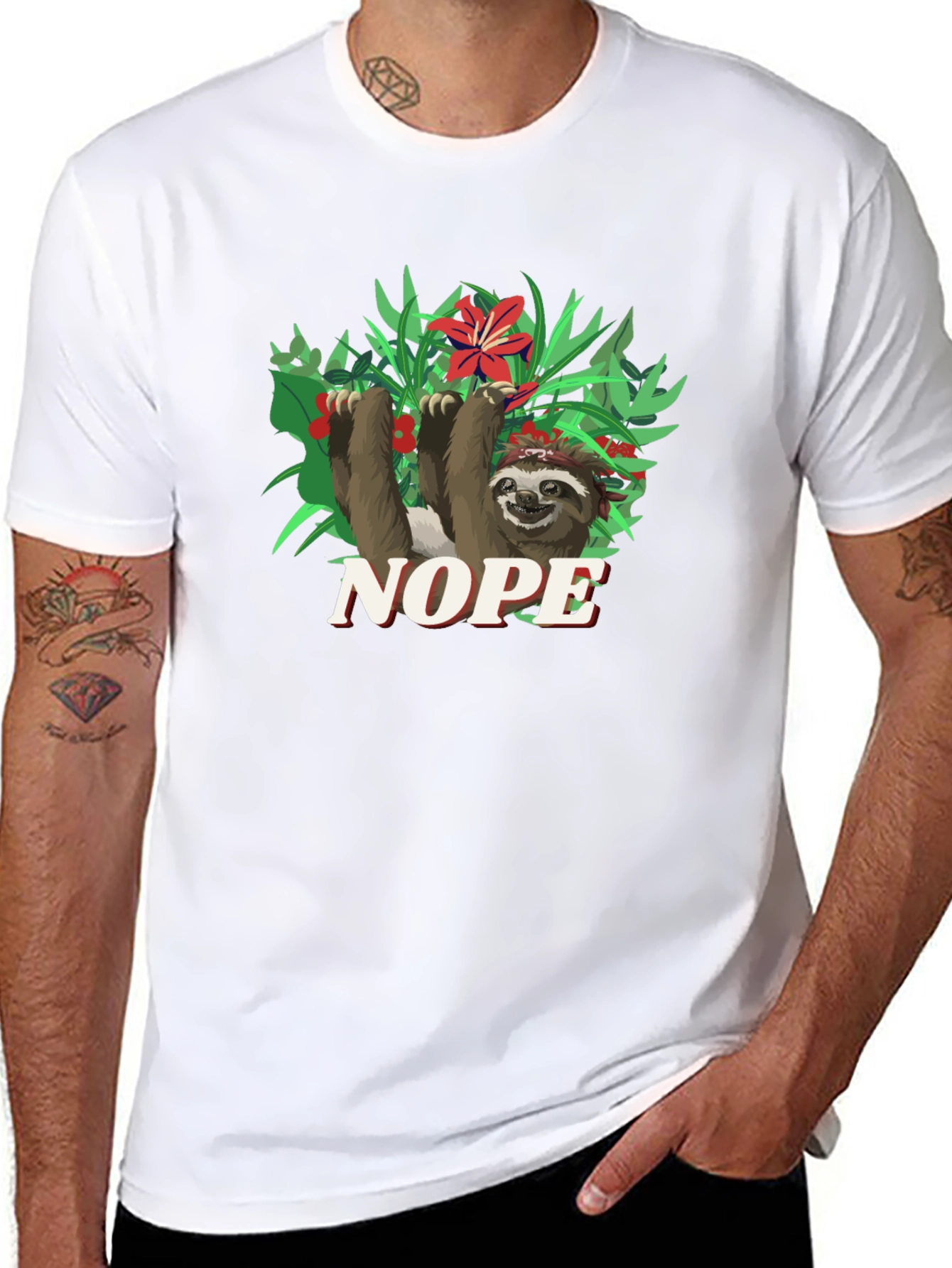 Nope Sloth Graphic Tee - Relaxed Fit
