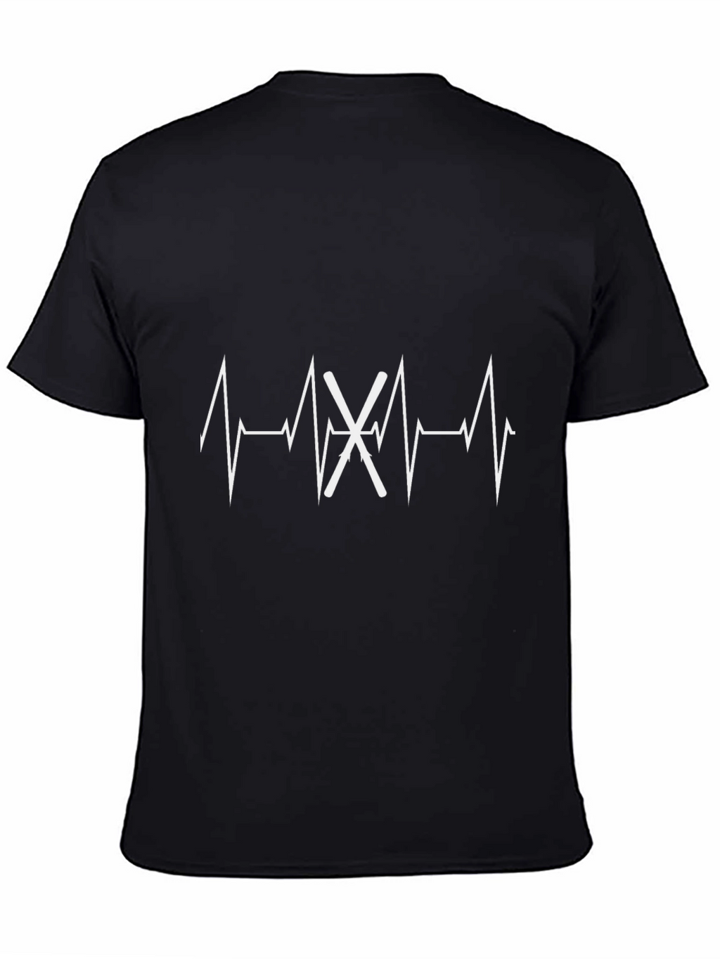 Ski Heartbeat T-Shirt - Black Cotton Tee