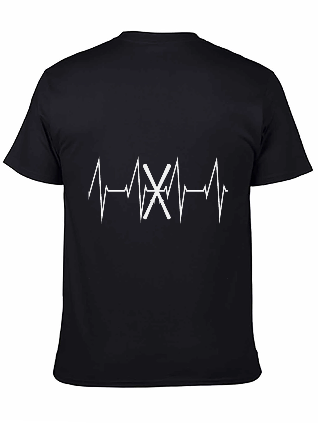Ski Heartbeat T-Shirt - Black Cotton Tee