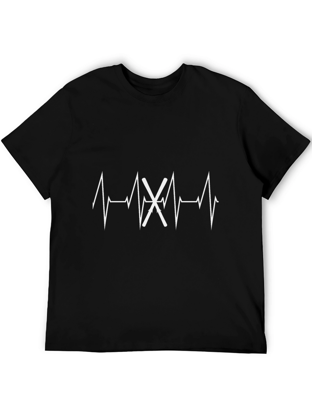 Ski Heartbeat T-Shirt - Black Cotton Tee