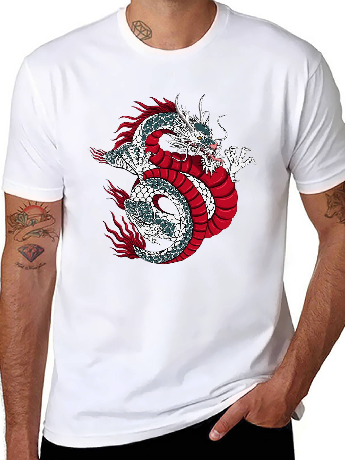 Dragon Graphic Print Black T-Shirt