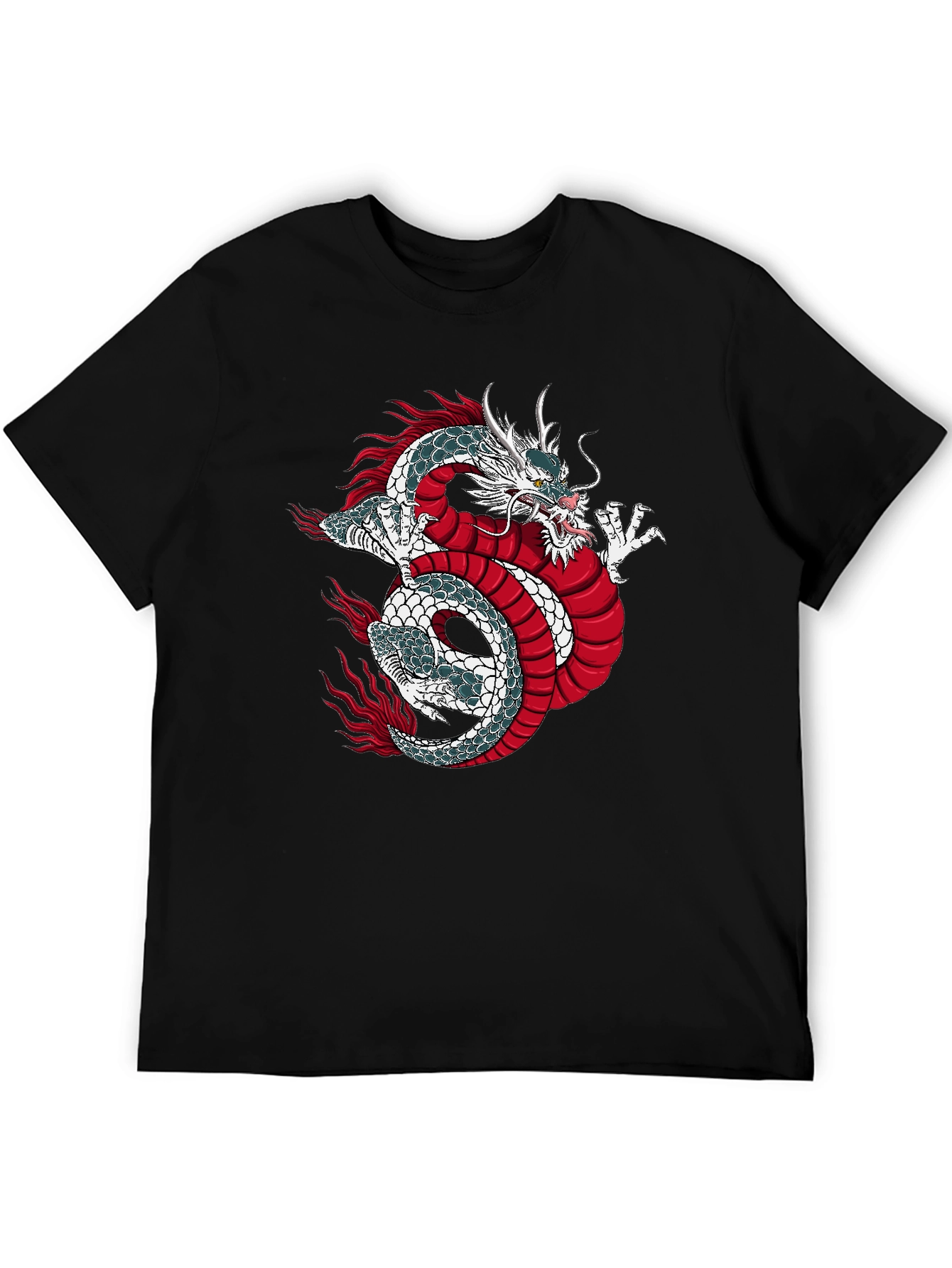 Dragon Graphic Print Black T-Shirt