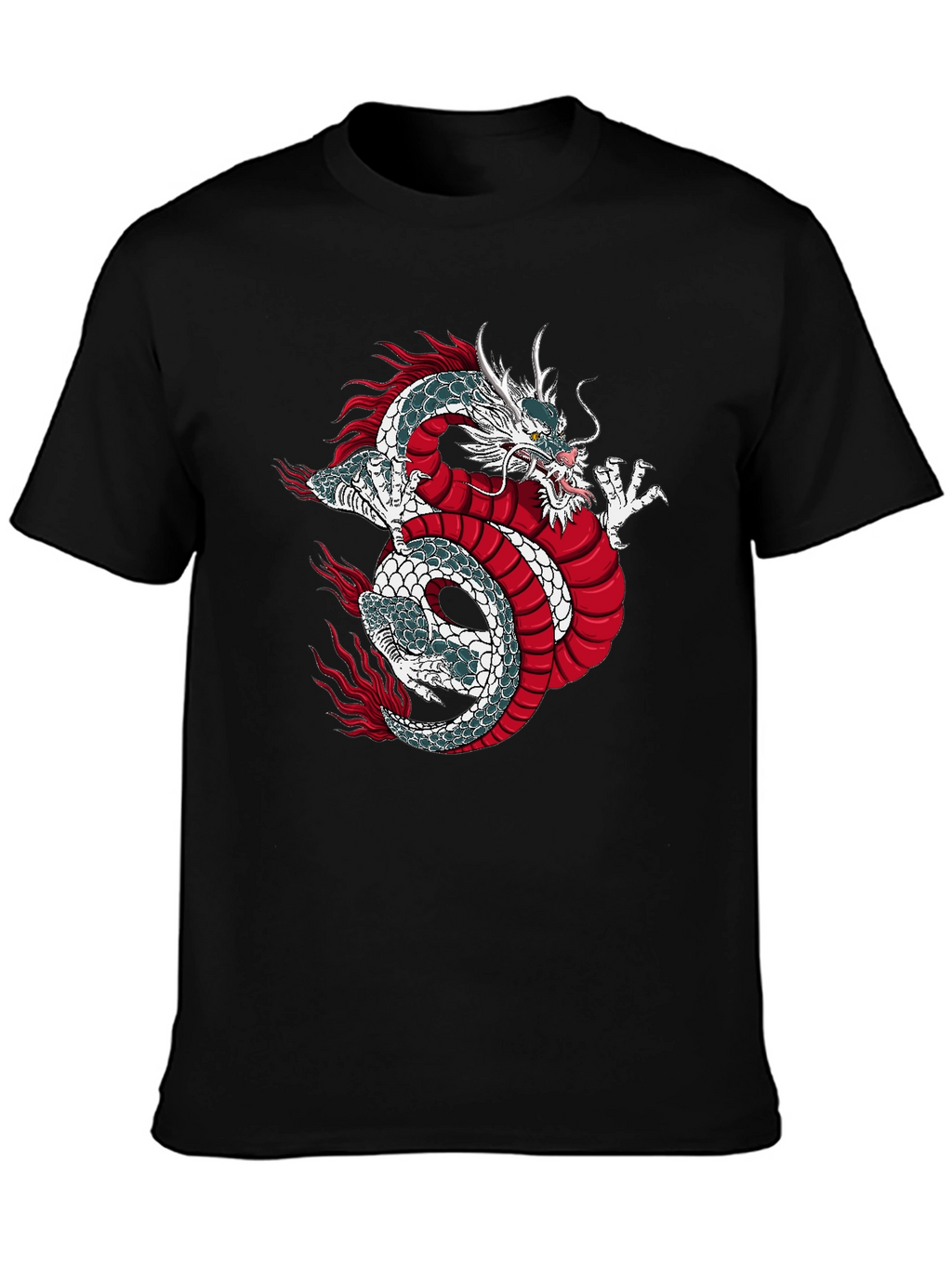 Dragon Graphic Print Black T-Shirt