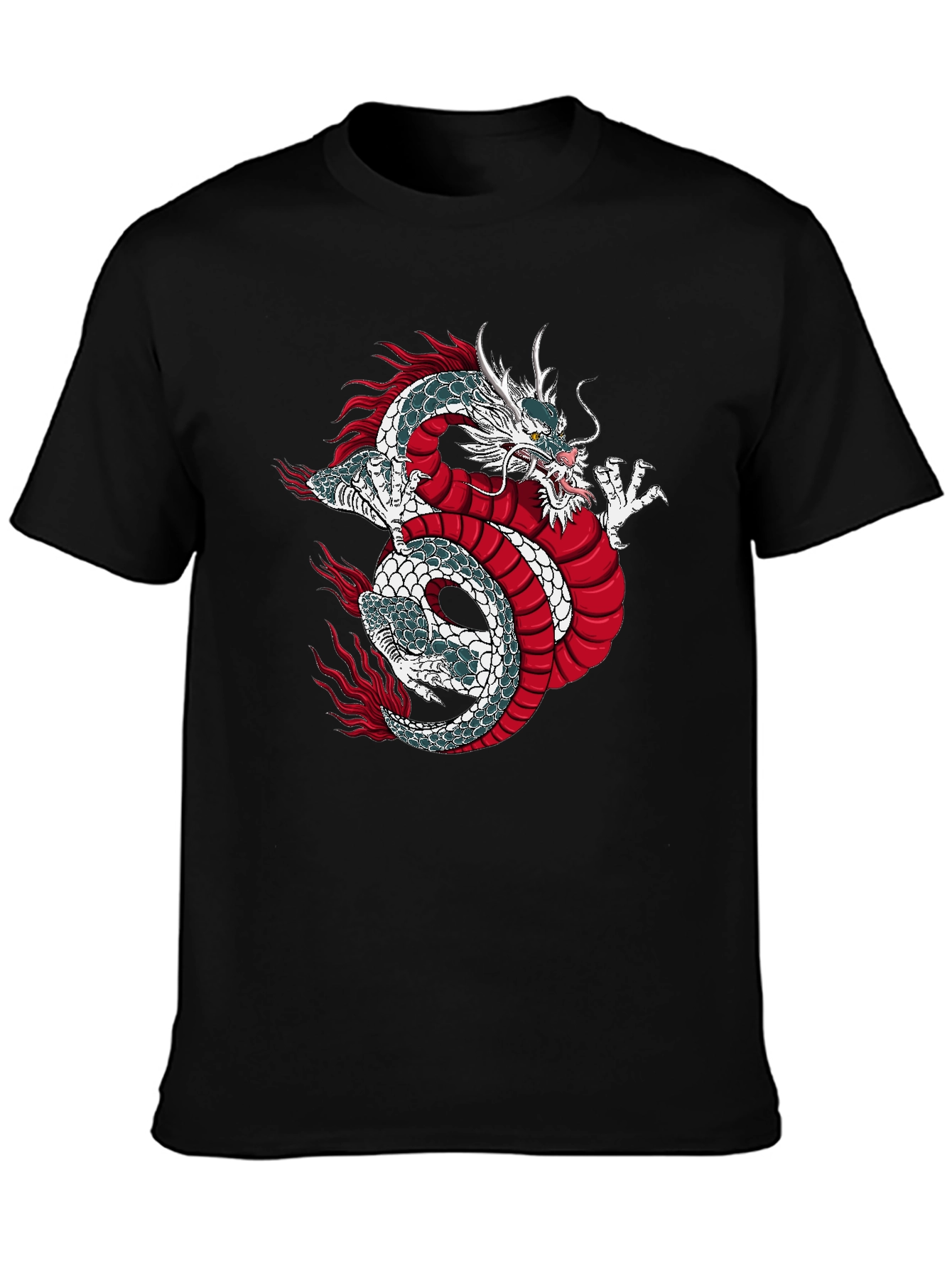 Dragon Graphic Print Black T-Shirt