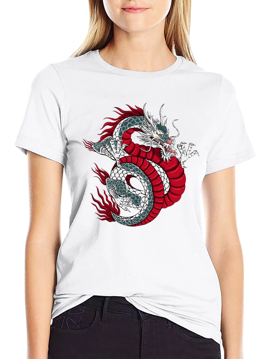 Dragon Graphic Print Black T-Shirt