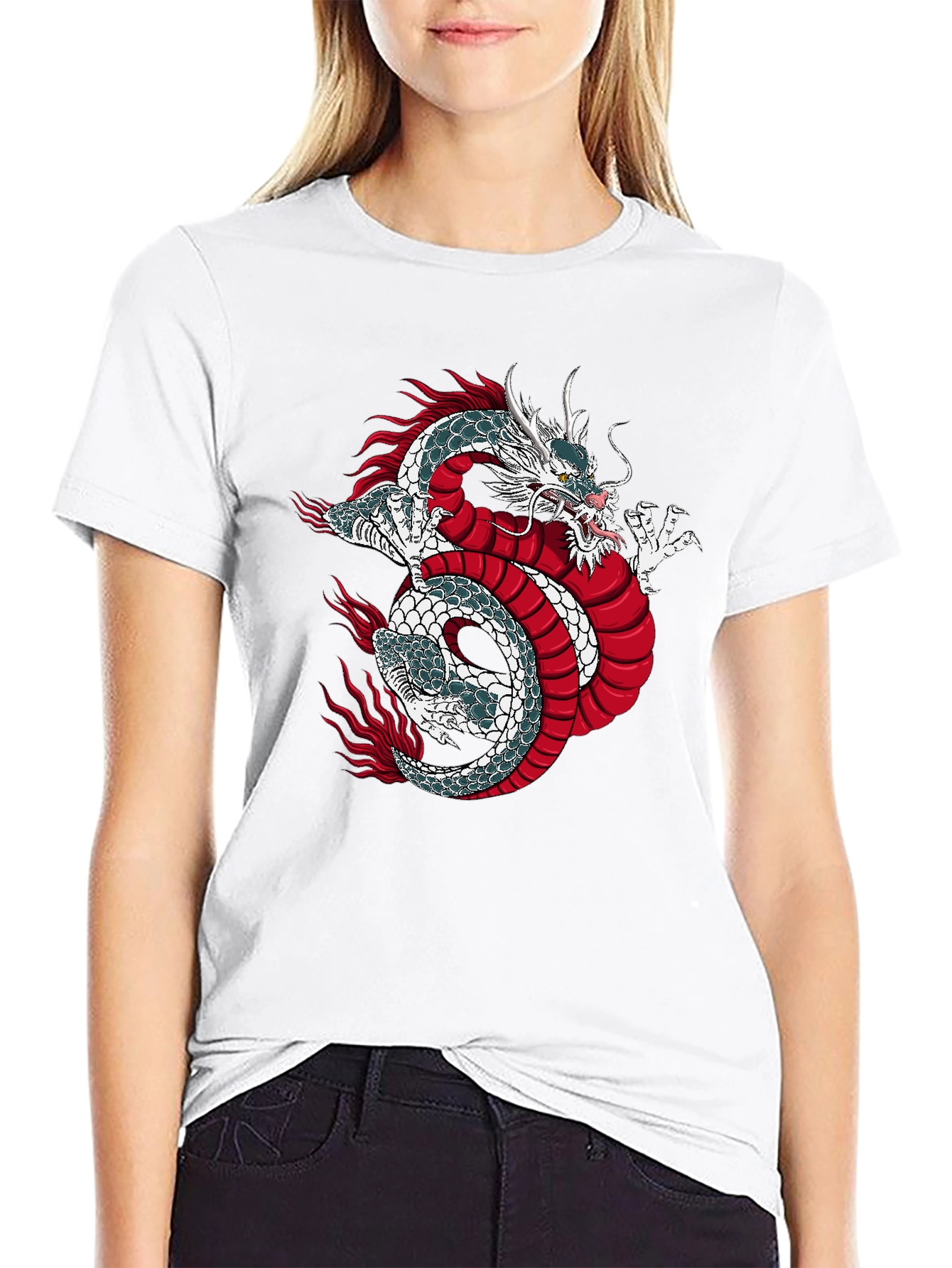 Dragon Graphic Print Black T-Shirt