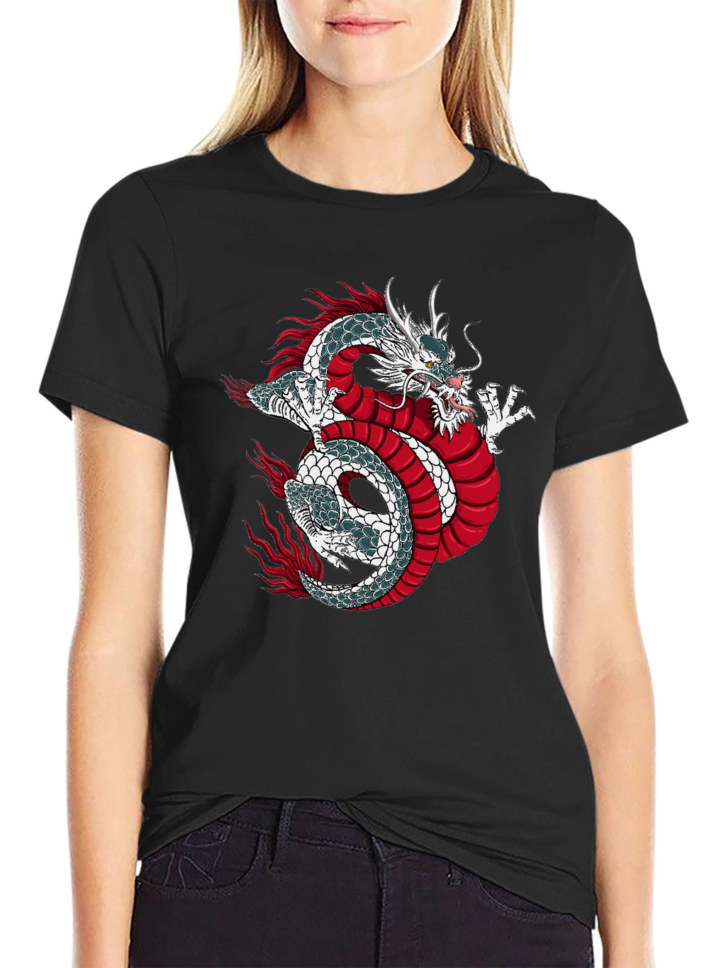 Dragon Graphic Print Black T-Shirt